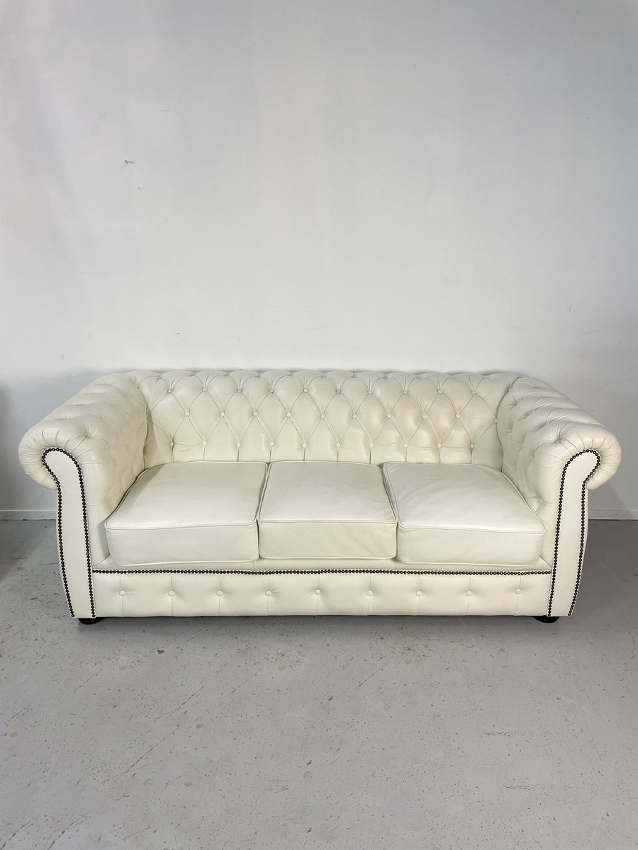 3 + 2 Chesterfield White Leather Troc Leuven