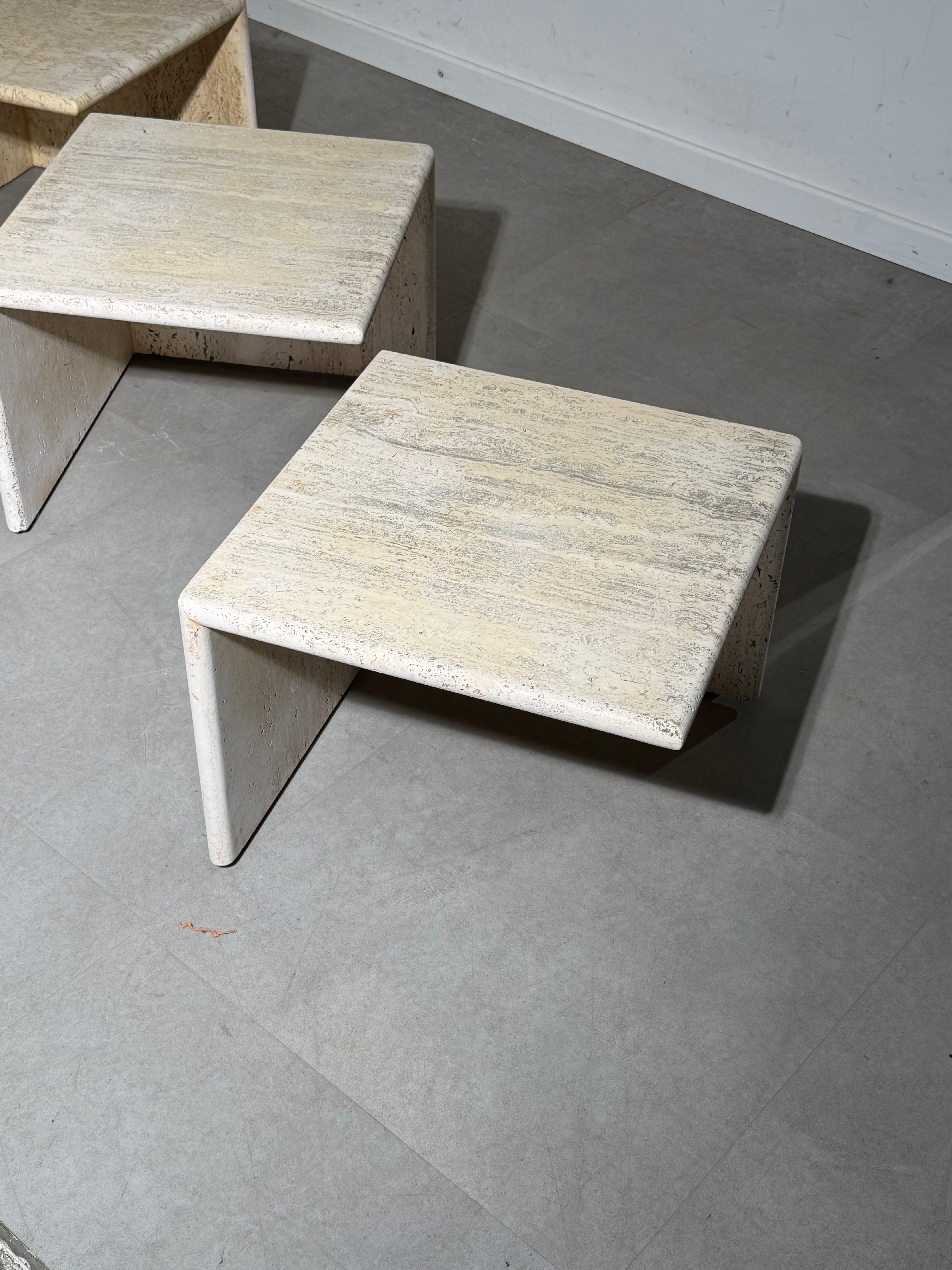 Modular Travertine Coffee Table – Set of 4