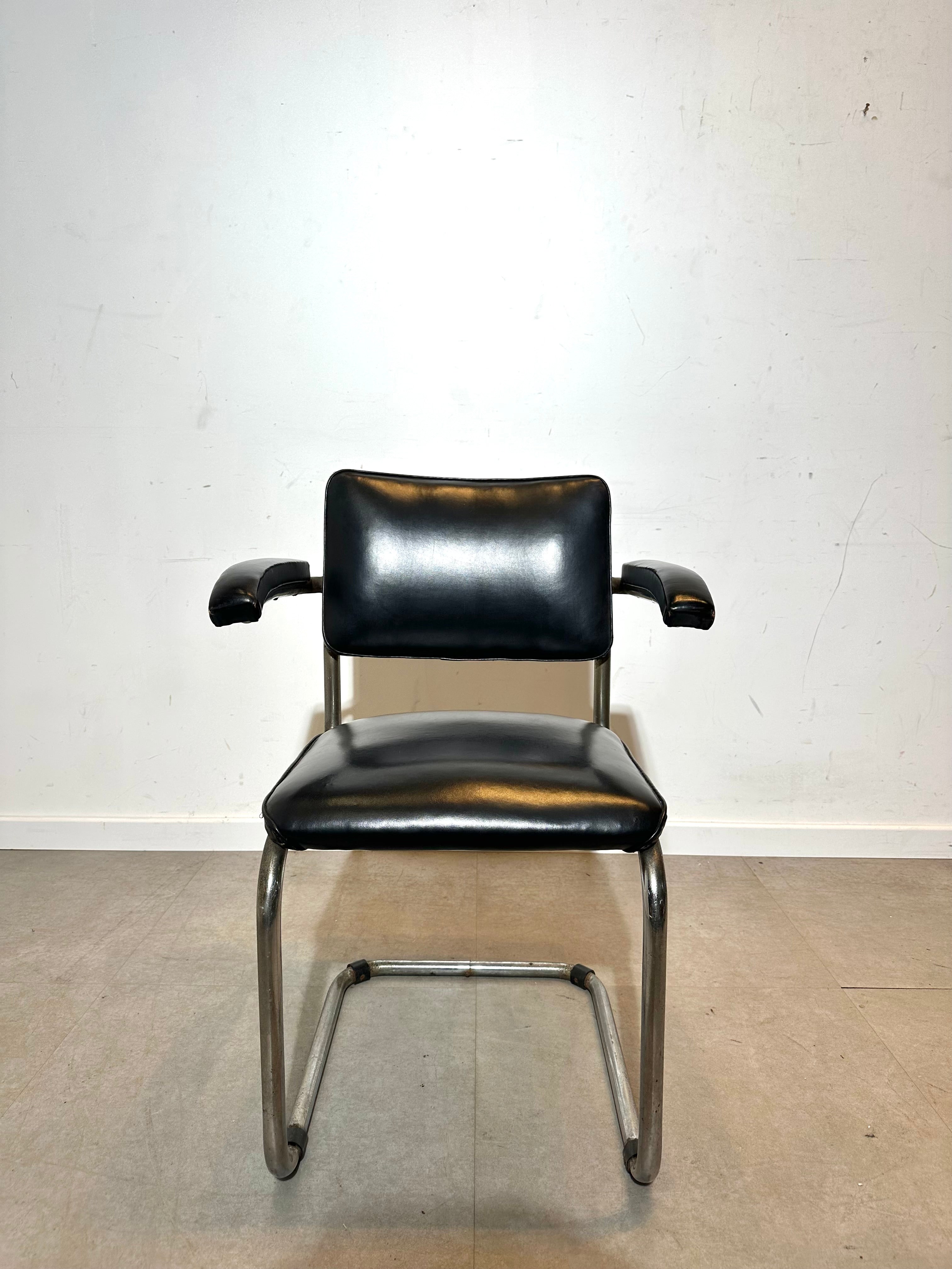 Tubax Cantilever Armchair Black Leatherette