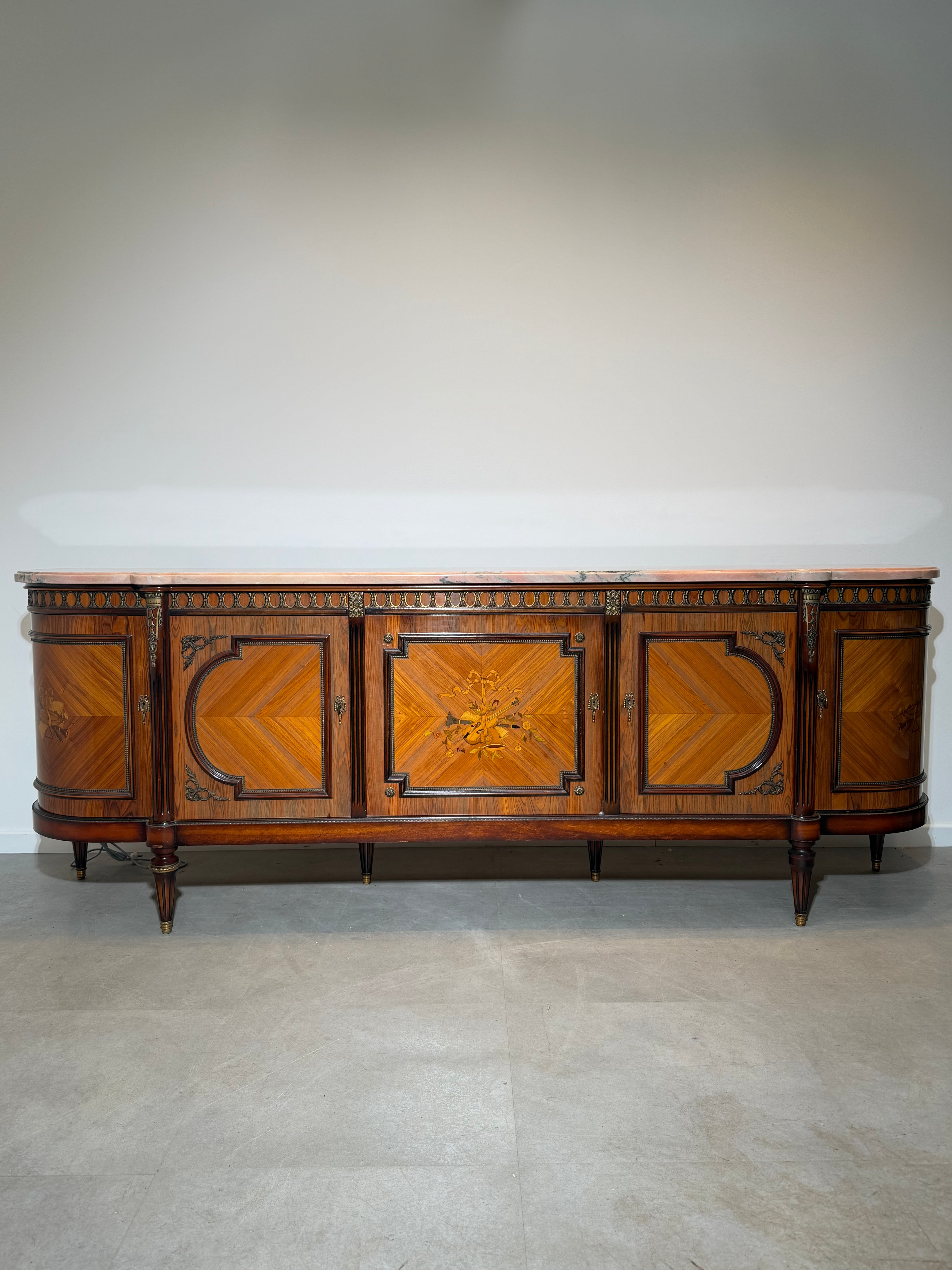 JP Ehalt Louis XVI Style Sideboard with Pink Marble Top