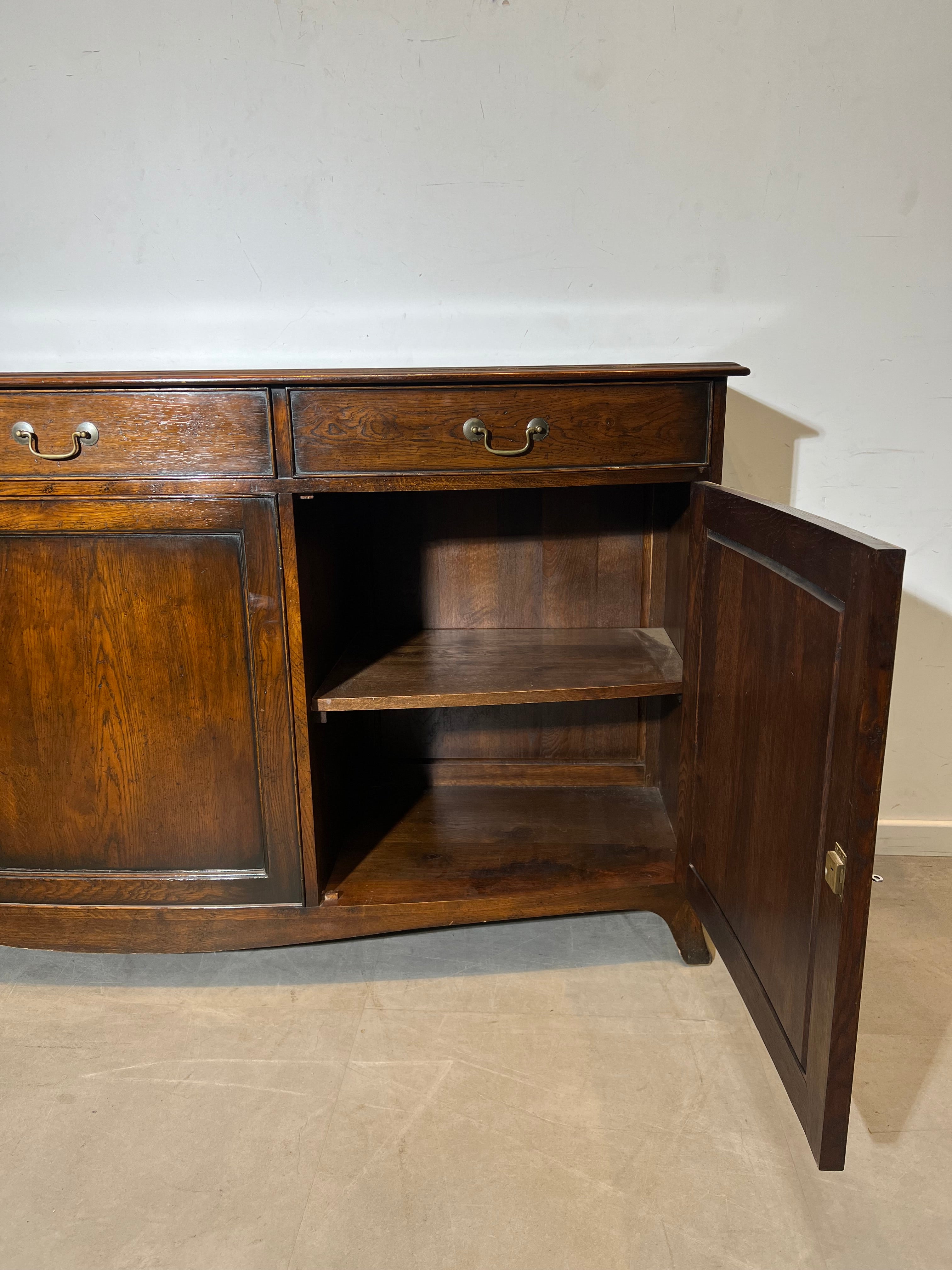 Antique English Oak Sideboard– Curved Front