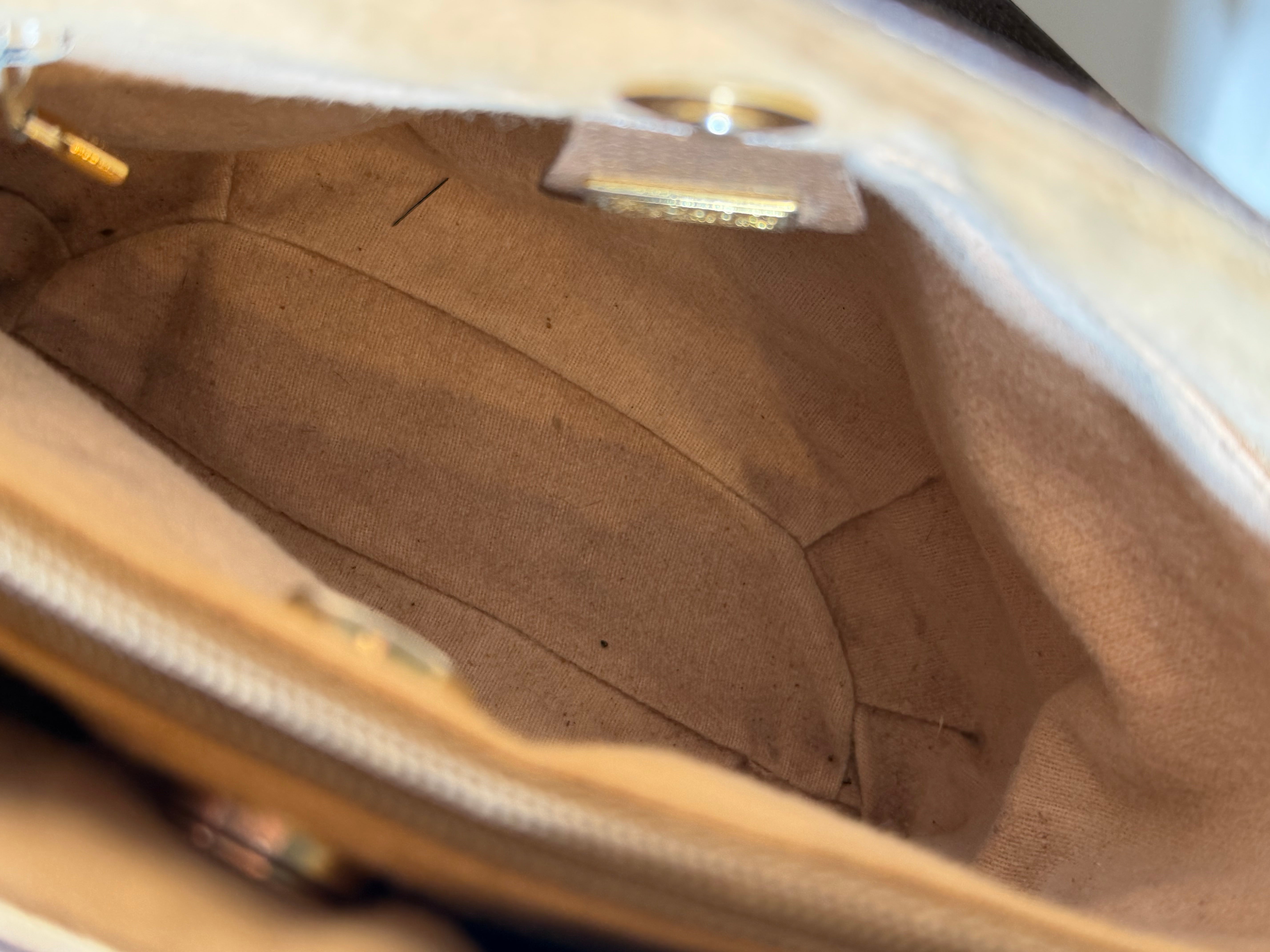 Vintage Gucci GG Canvas Crossbody Bag – Brown Leather Trim