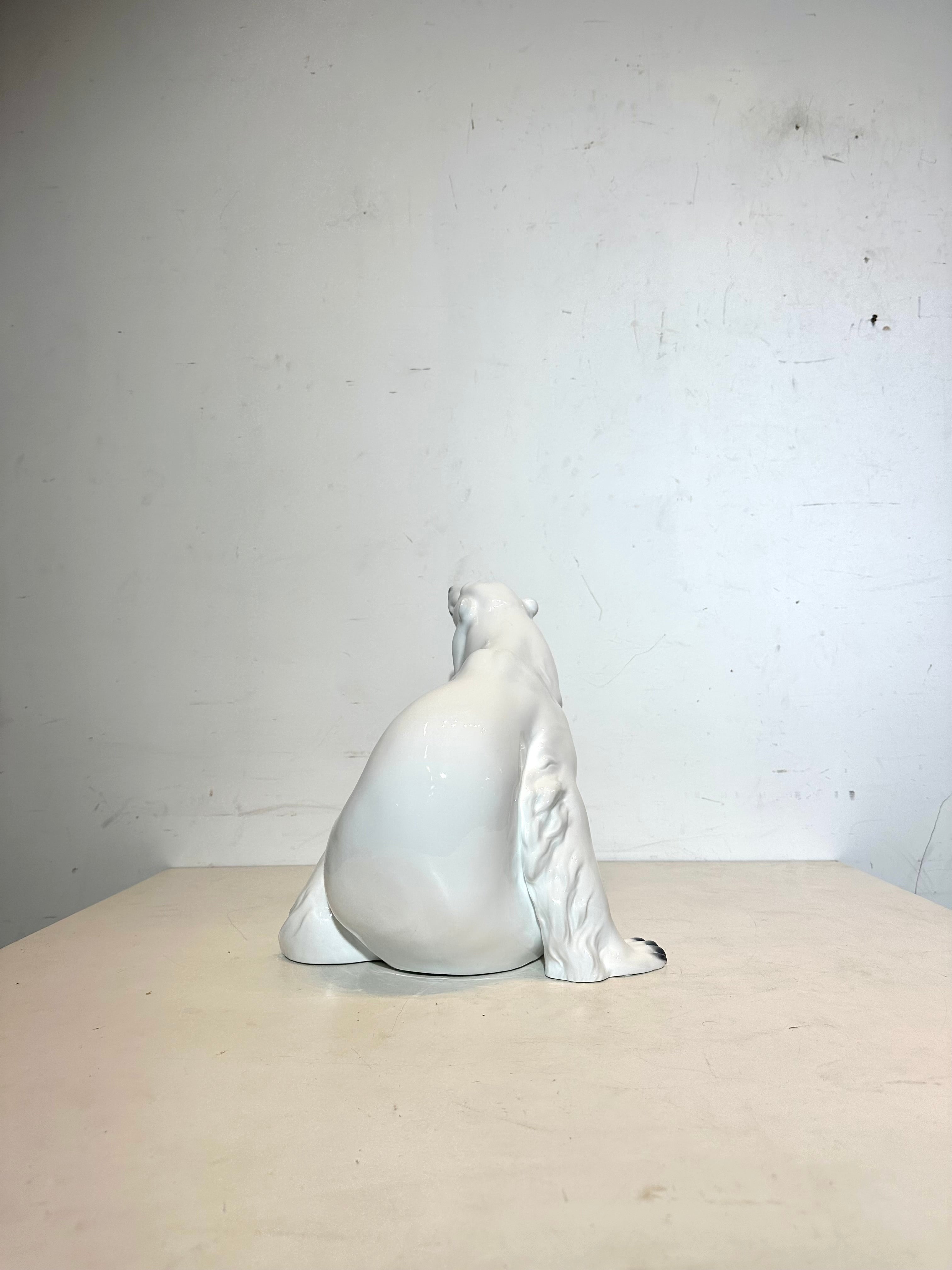 Porcelain Polar Bear Sculpture