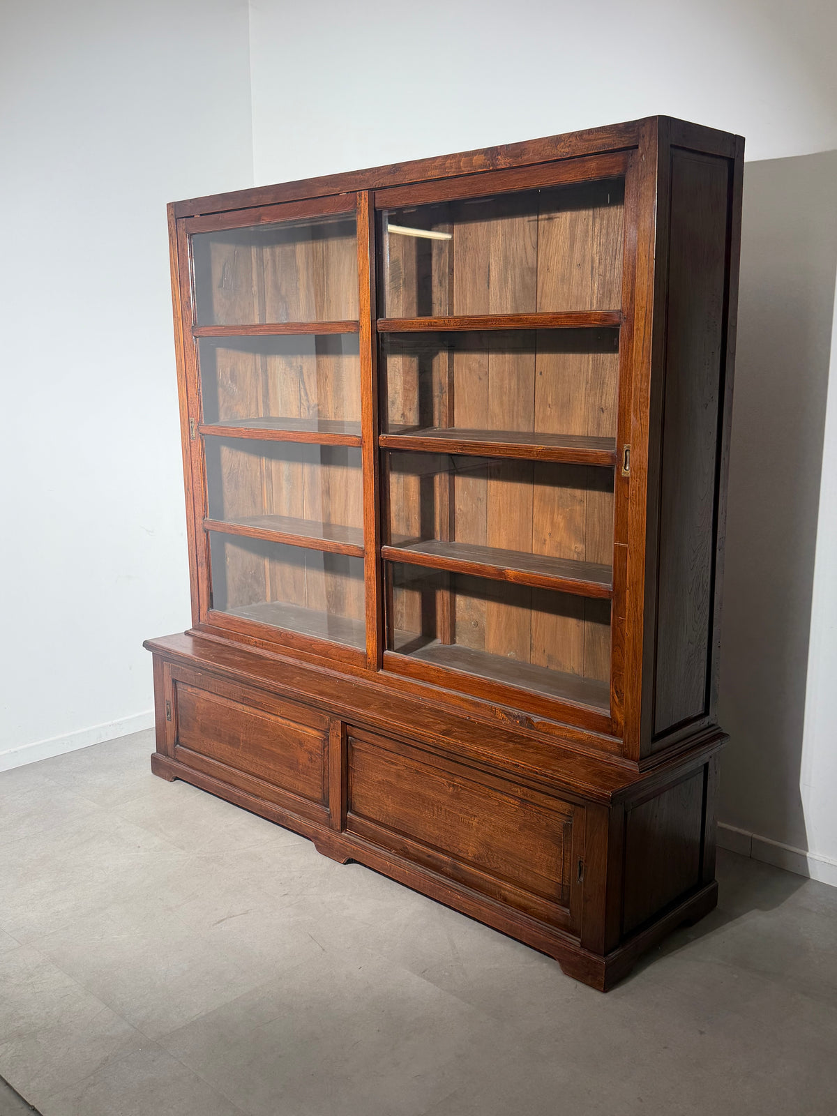 Teak Sliding Door Display Cabinet