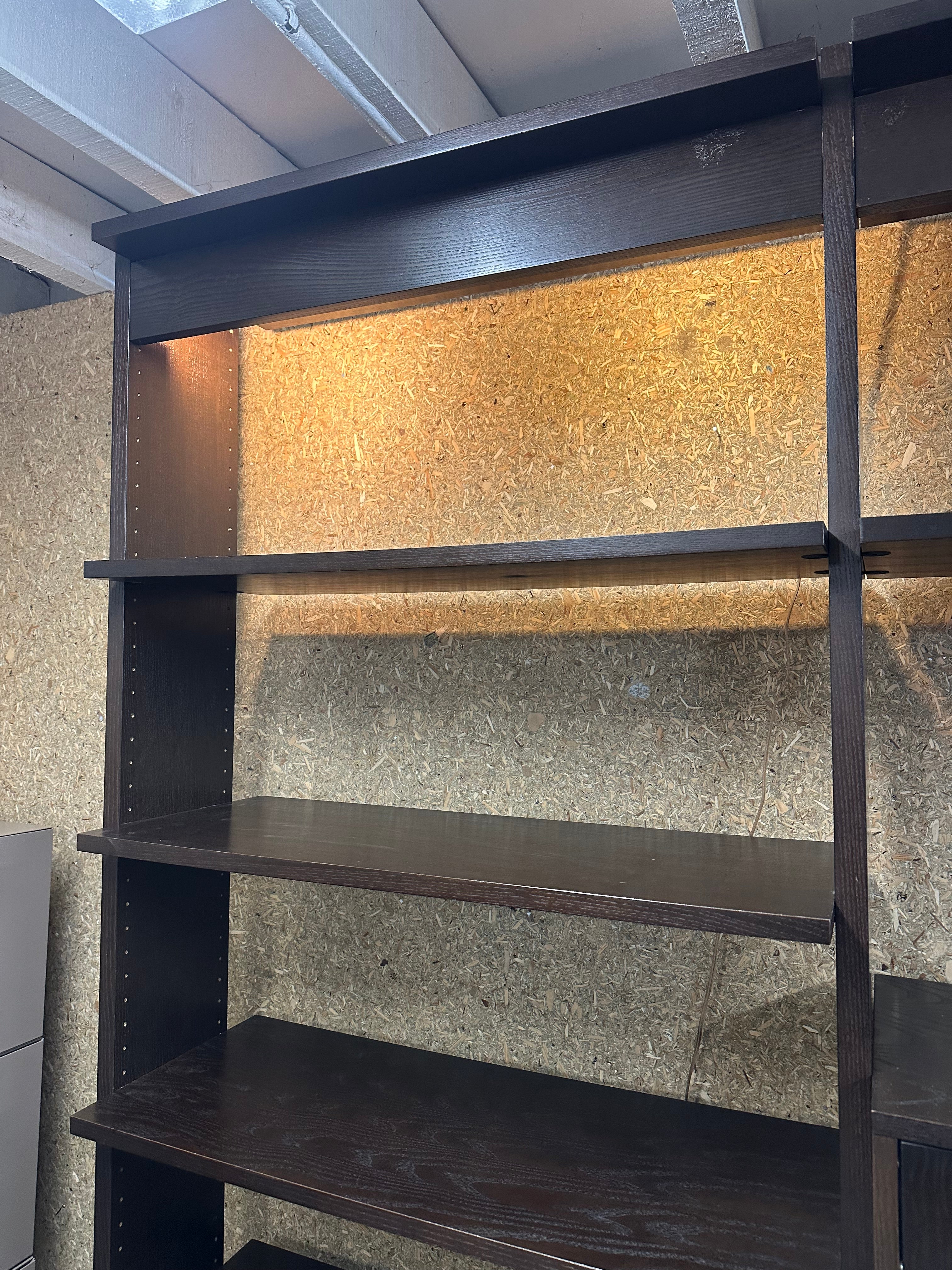 Large modular wall unit with glass cabinet