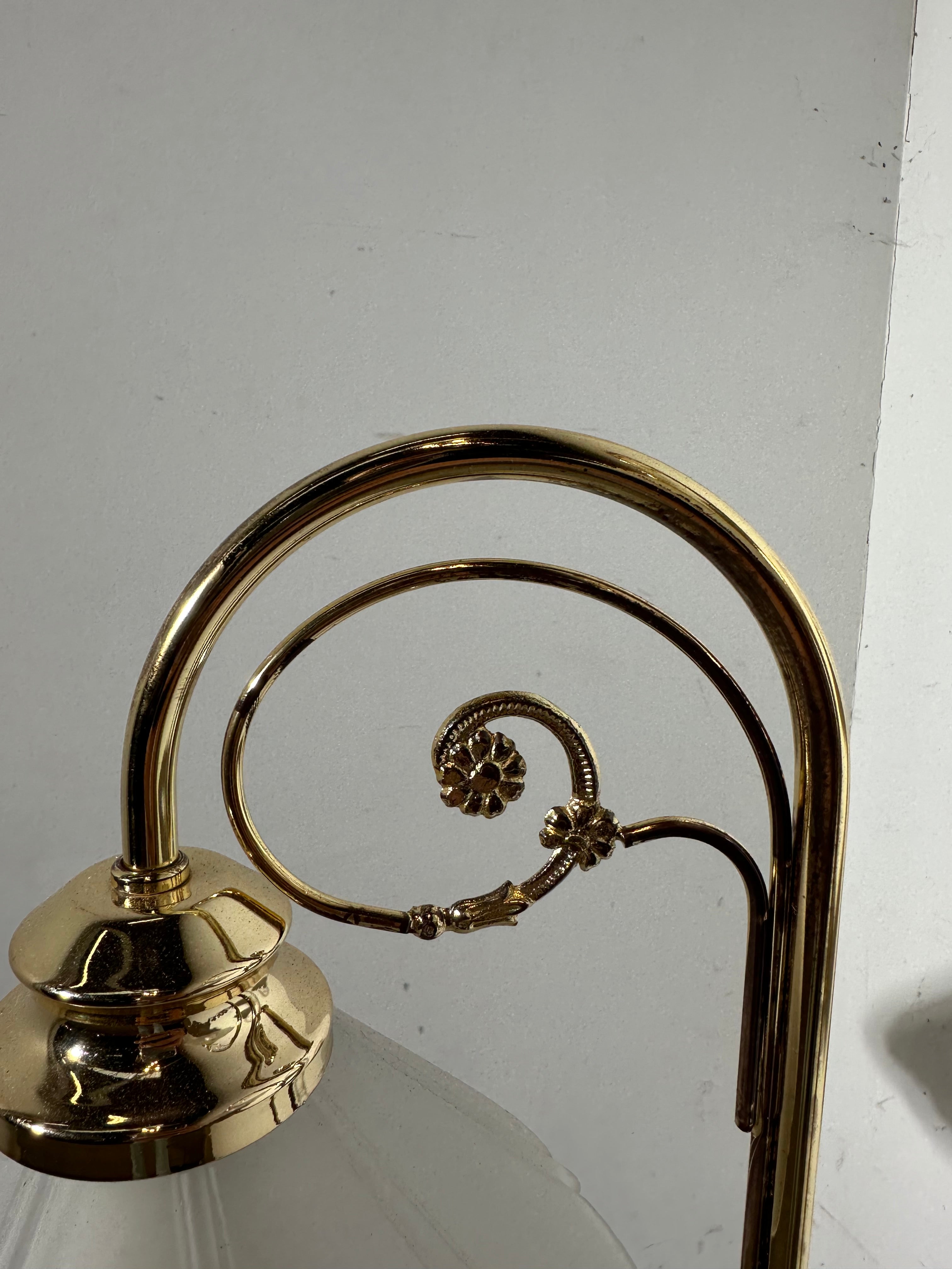 Vintage Brass Floor Lamp with Double Shade