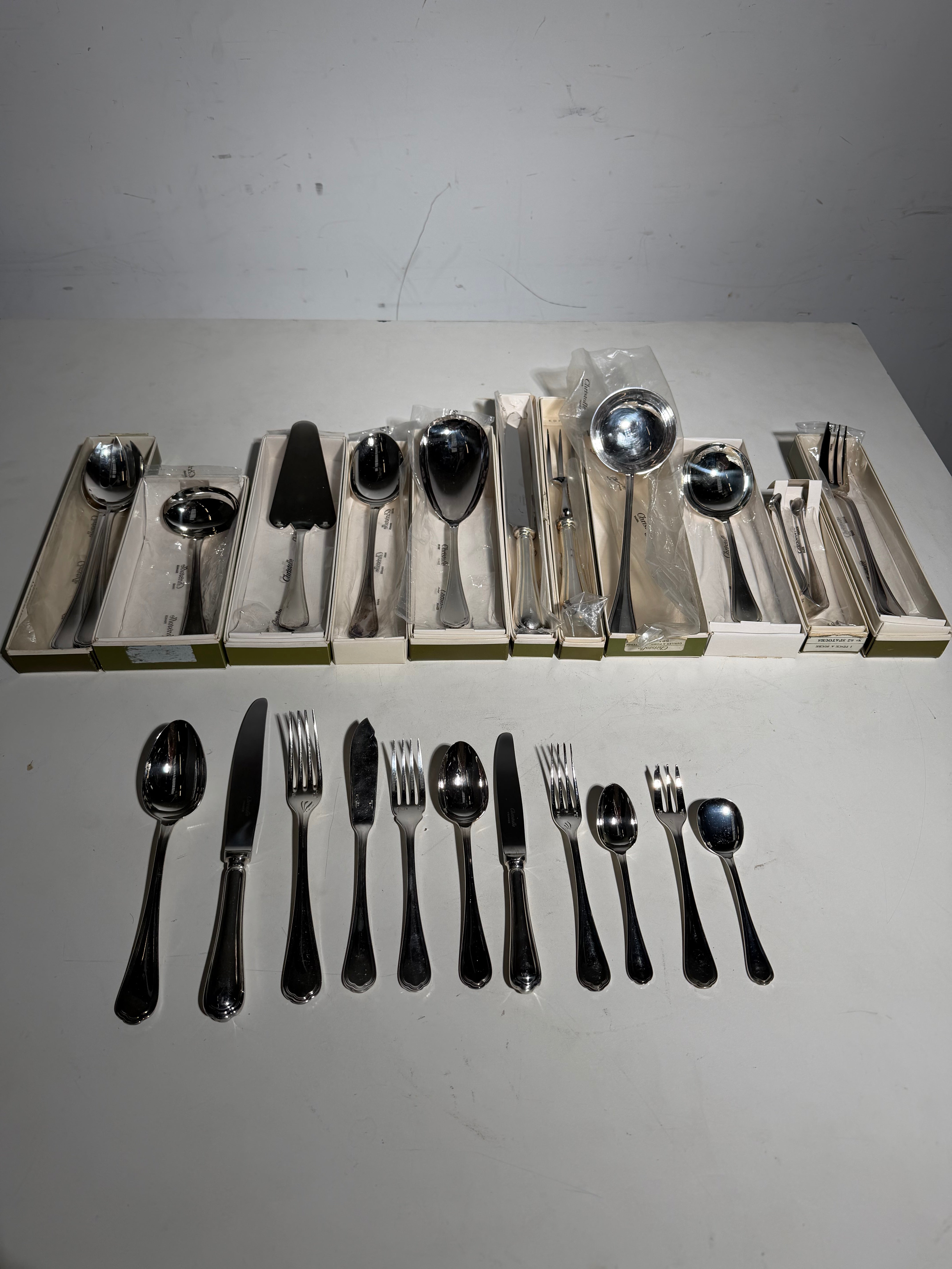 Christofle “Spatours” 144-Piece Flatware Set — New in Original Boxes