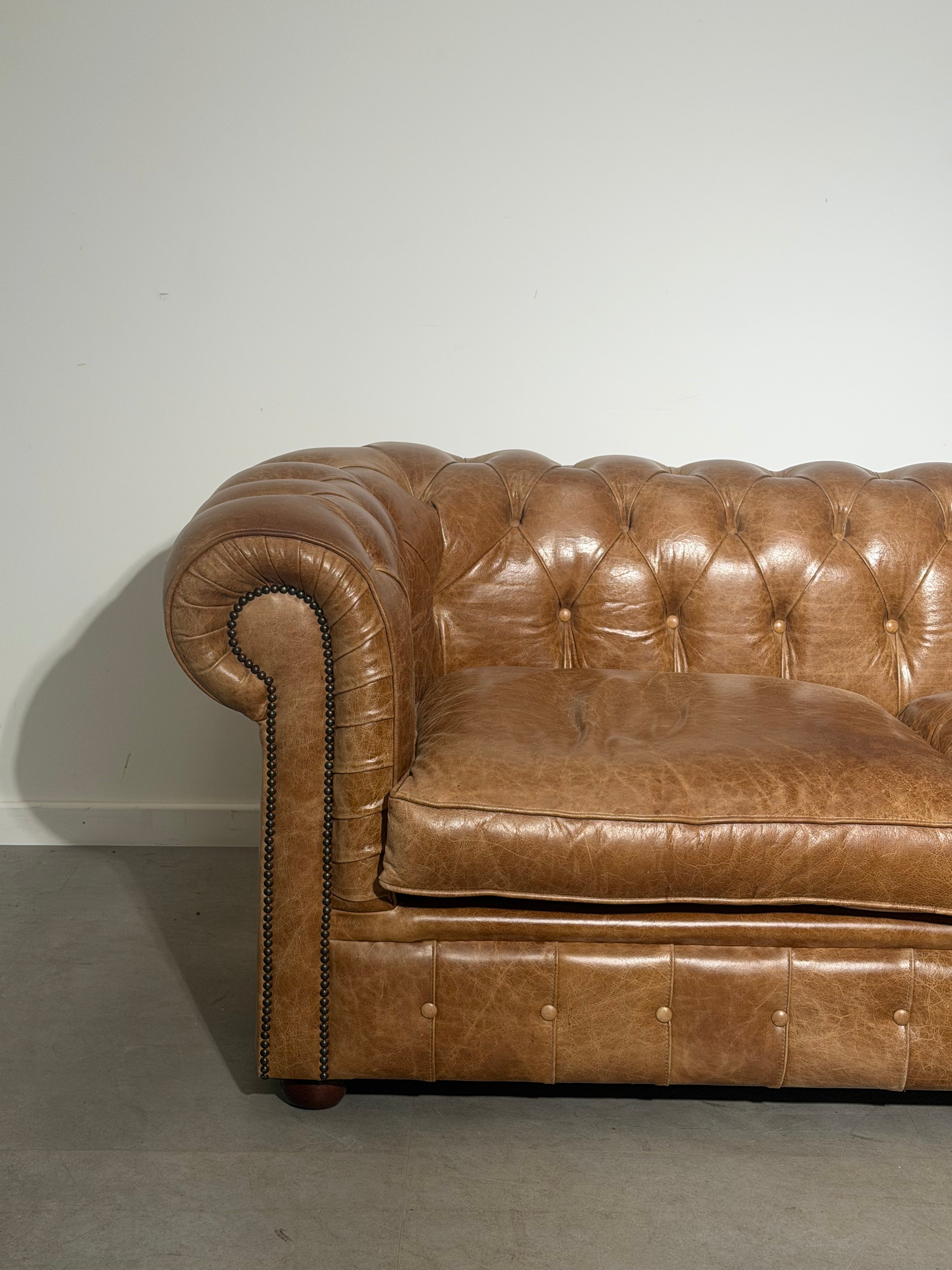 Vintage Chesterfield Sofa in Cognac Leather