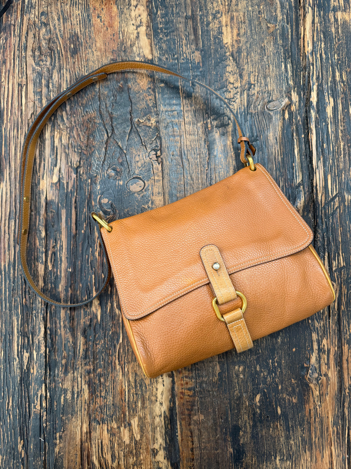 Delvaux Fichu Shoulder Bag – Cognac Leather