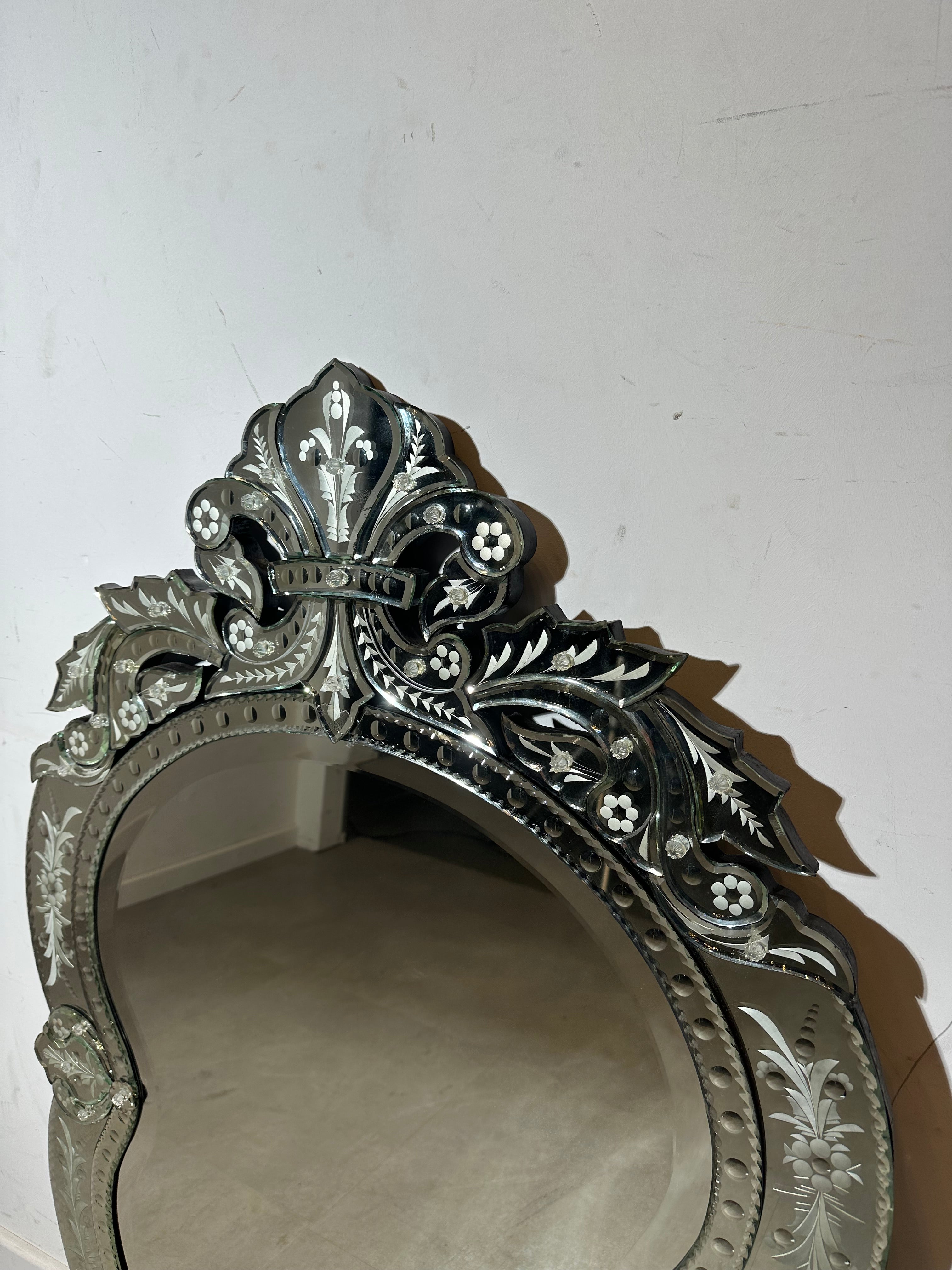Vintage Venetian-style etched wall mirror Tourmaline