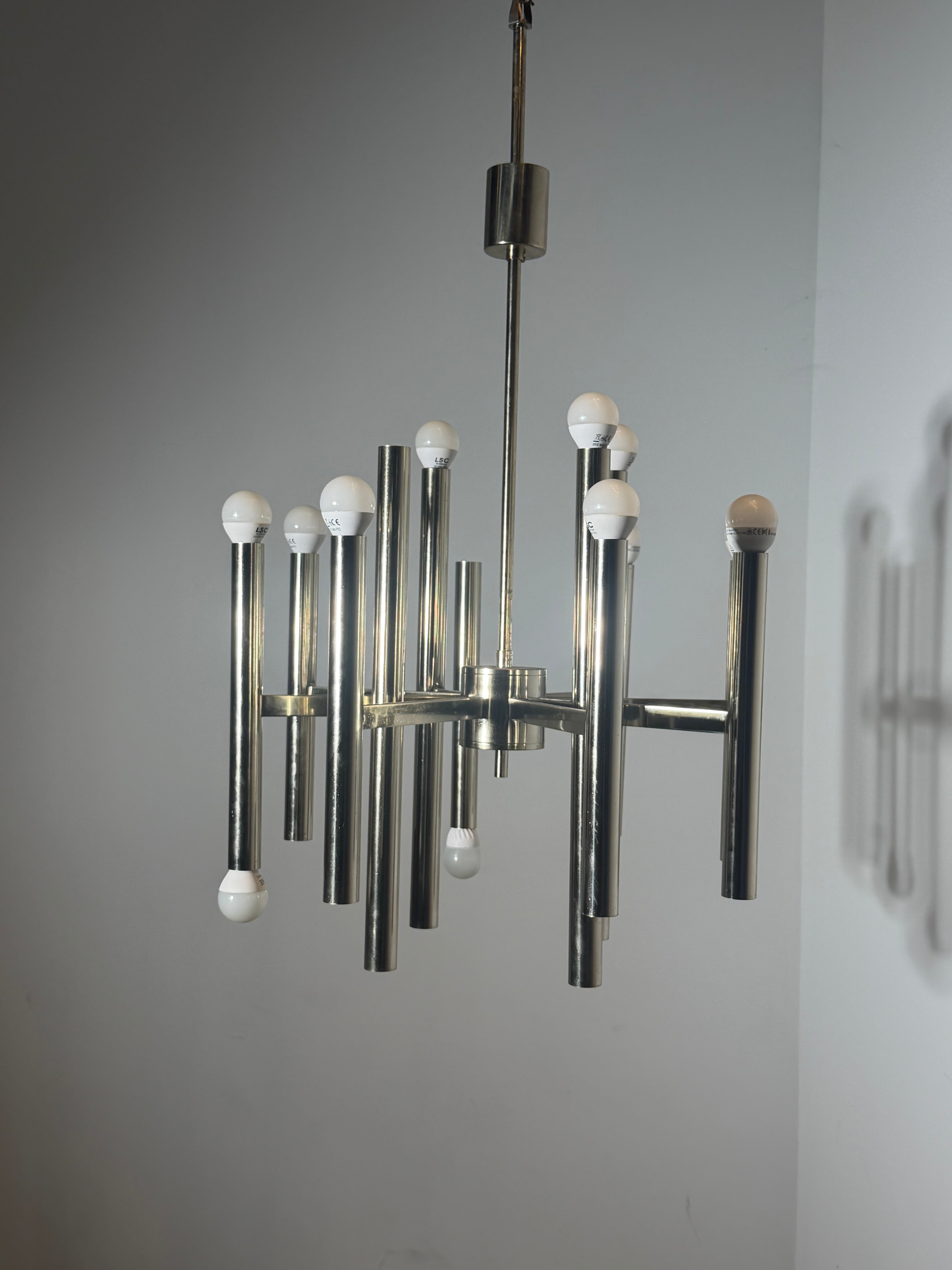Vintage Sciolari Chrome Chandelier – 1970s