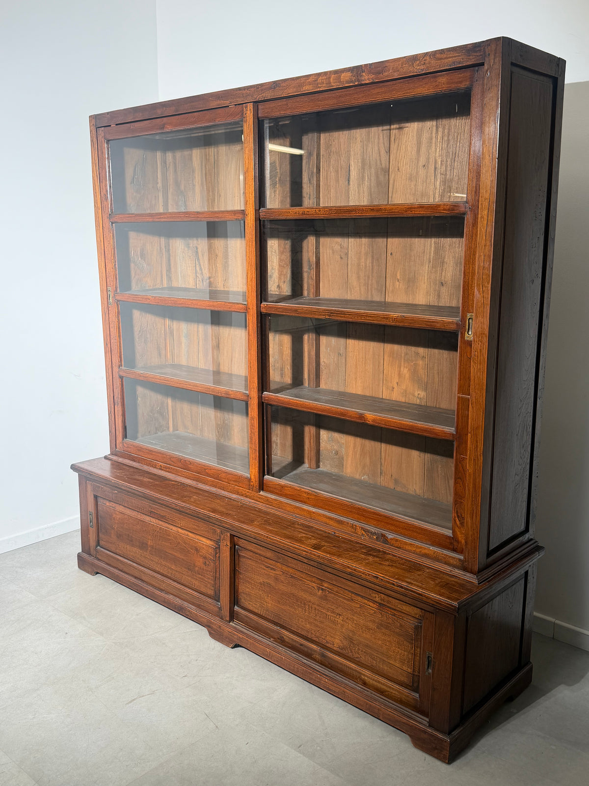 Teak Sliding Door Display Cabinet