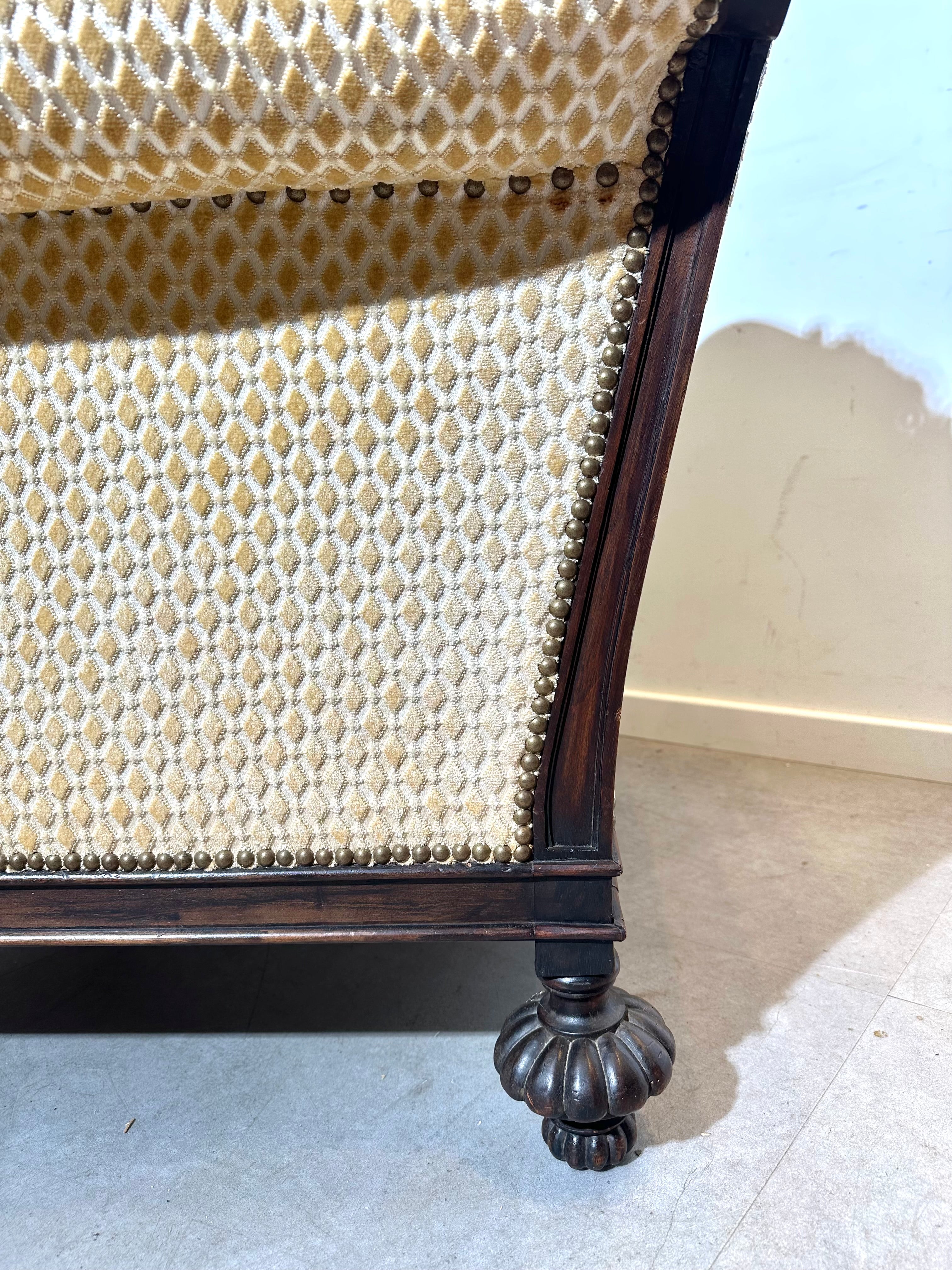 Antique Carved Mahogany Armchair