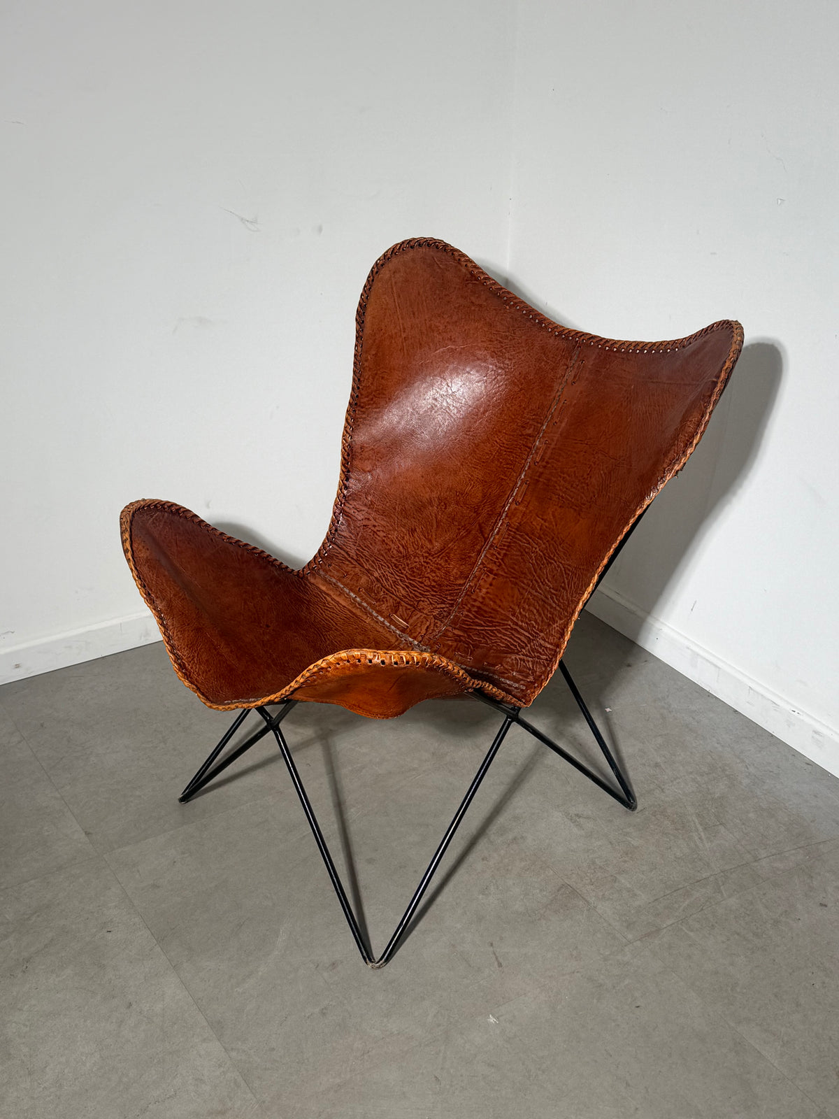 Cognac Leather Butterfly Lounge Chair