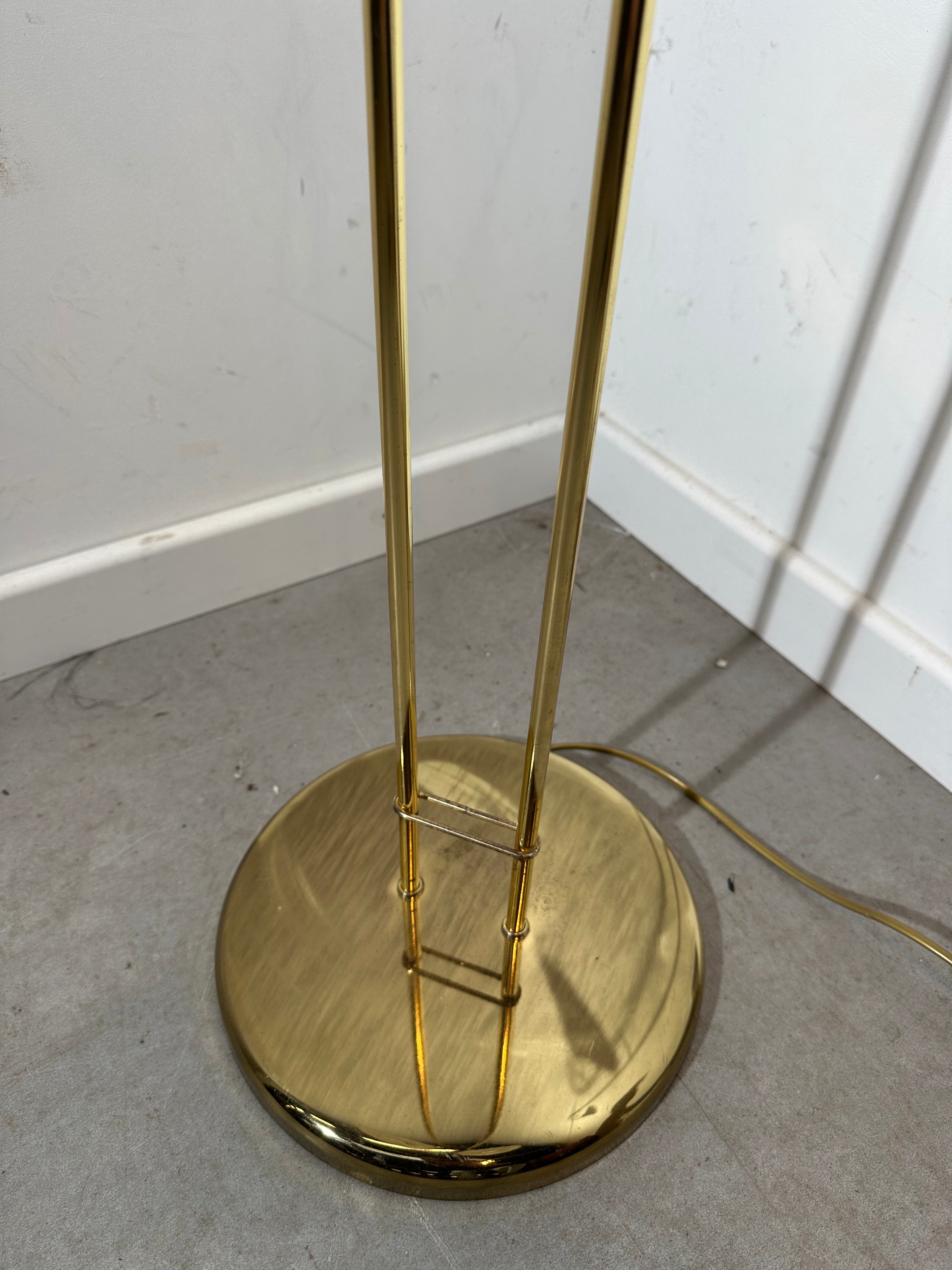 Vintage Brass Floor Lamp with Double Shade