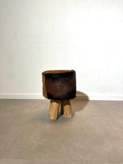 Vintage Stool with Cowhide