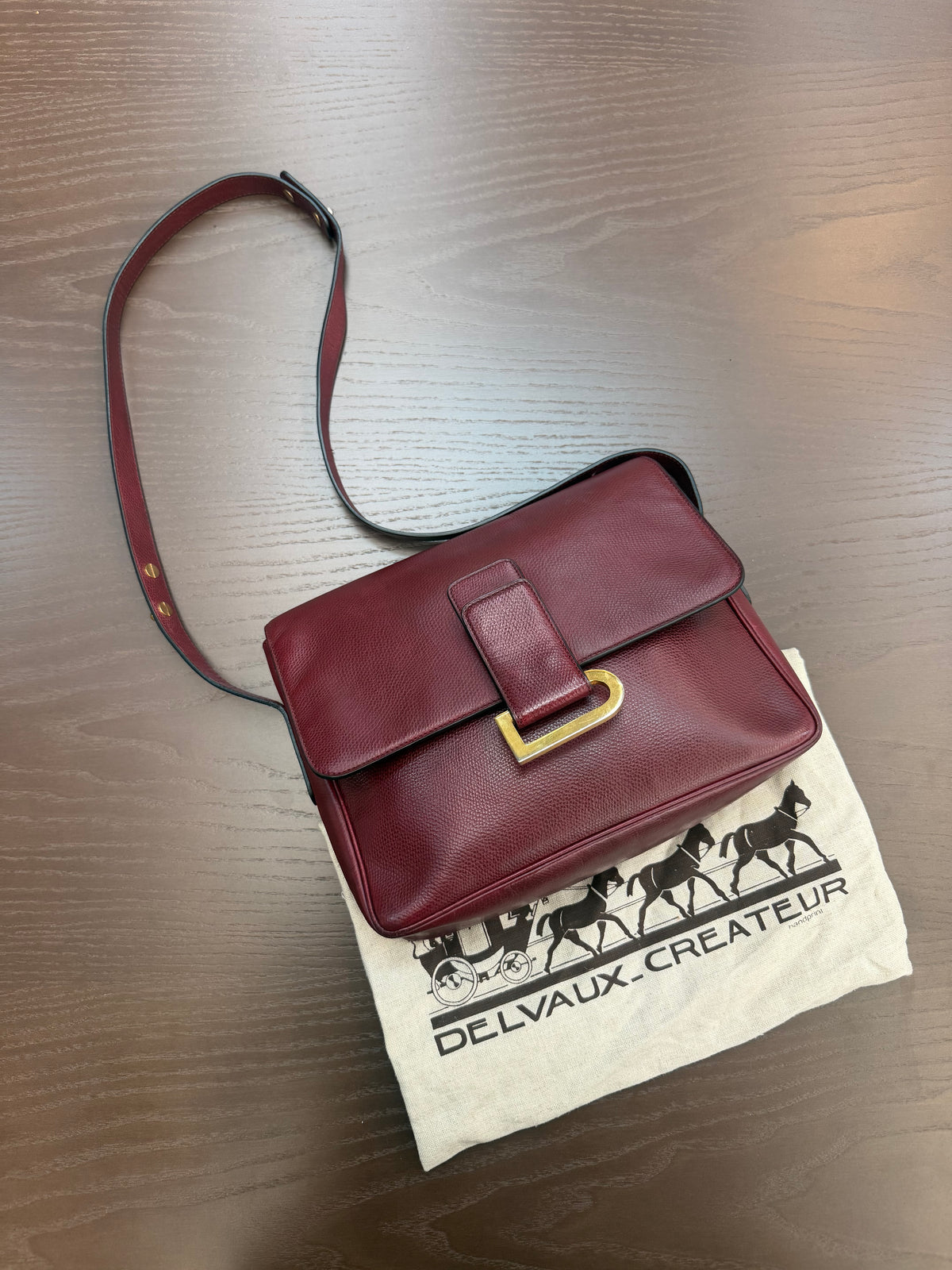 Delvaux Le Poirier Vintage Burgundy Leather Shoulder Bag