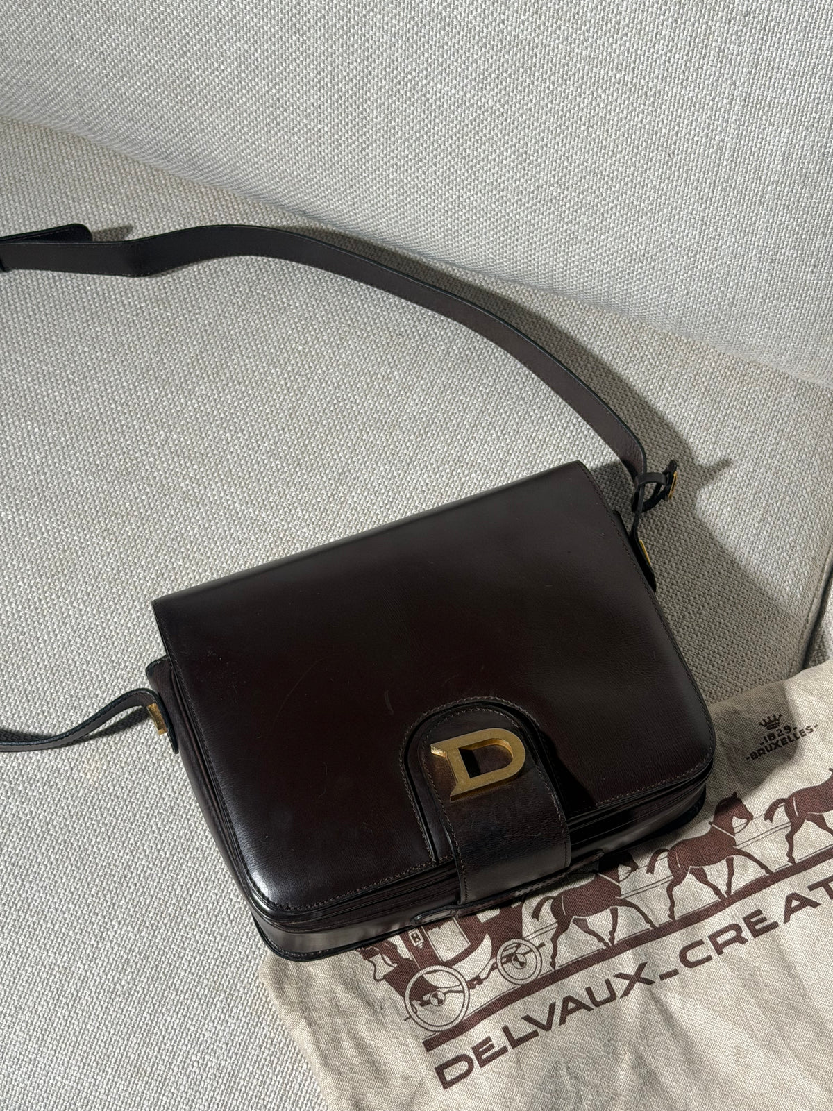 Delvaux Heureux Crossbody Bag – Dark Brown Leather