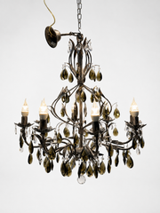 Vintage Crystal Chandelier with Smoked Glass Drops