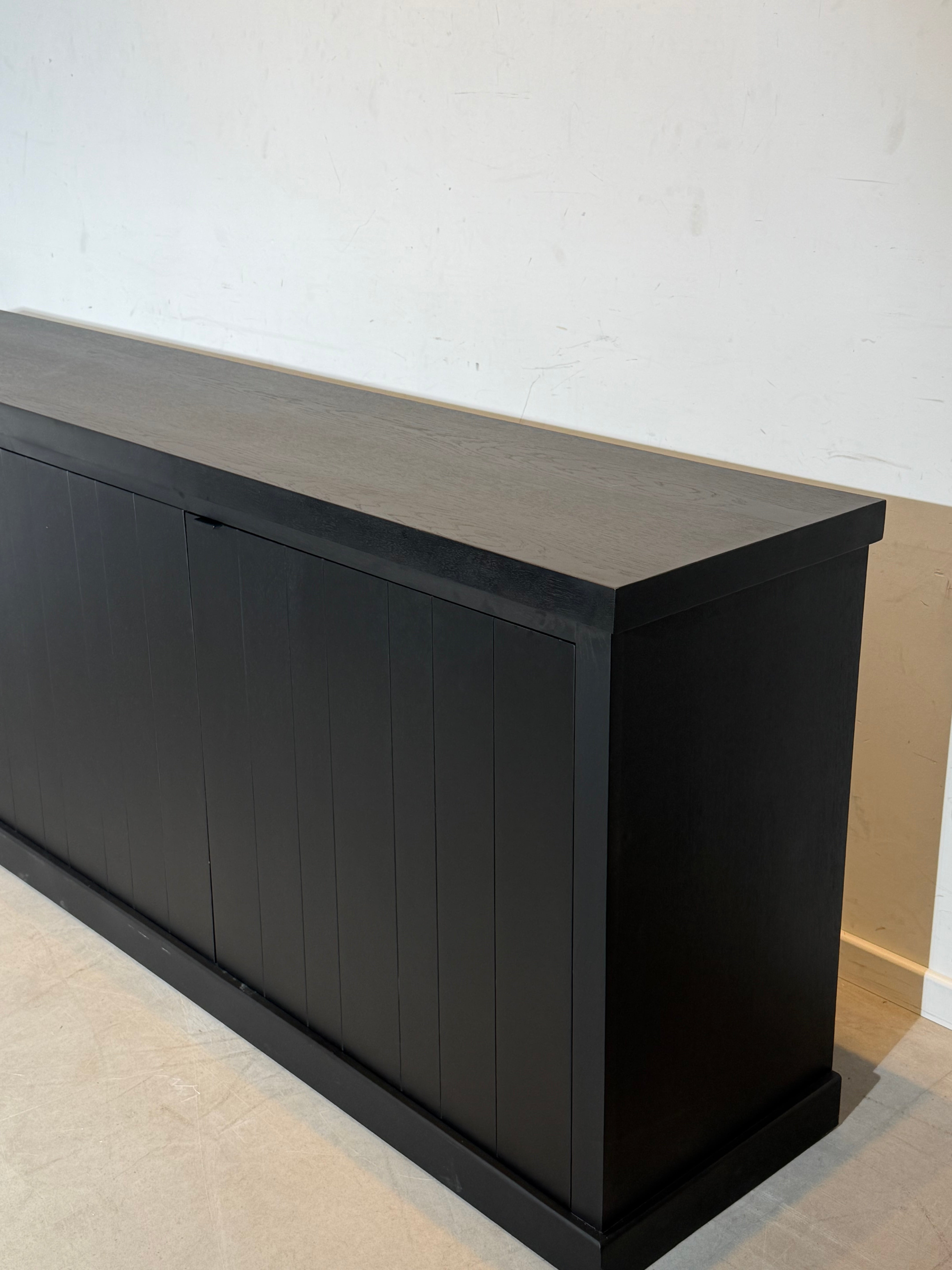 Black Wooden Sideboard XL – 238 cm | Modern Minimal Cabinet with Panel Doors