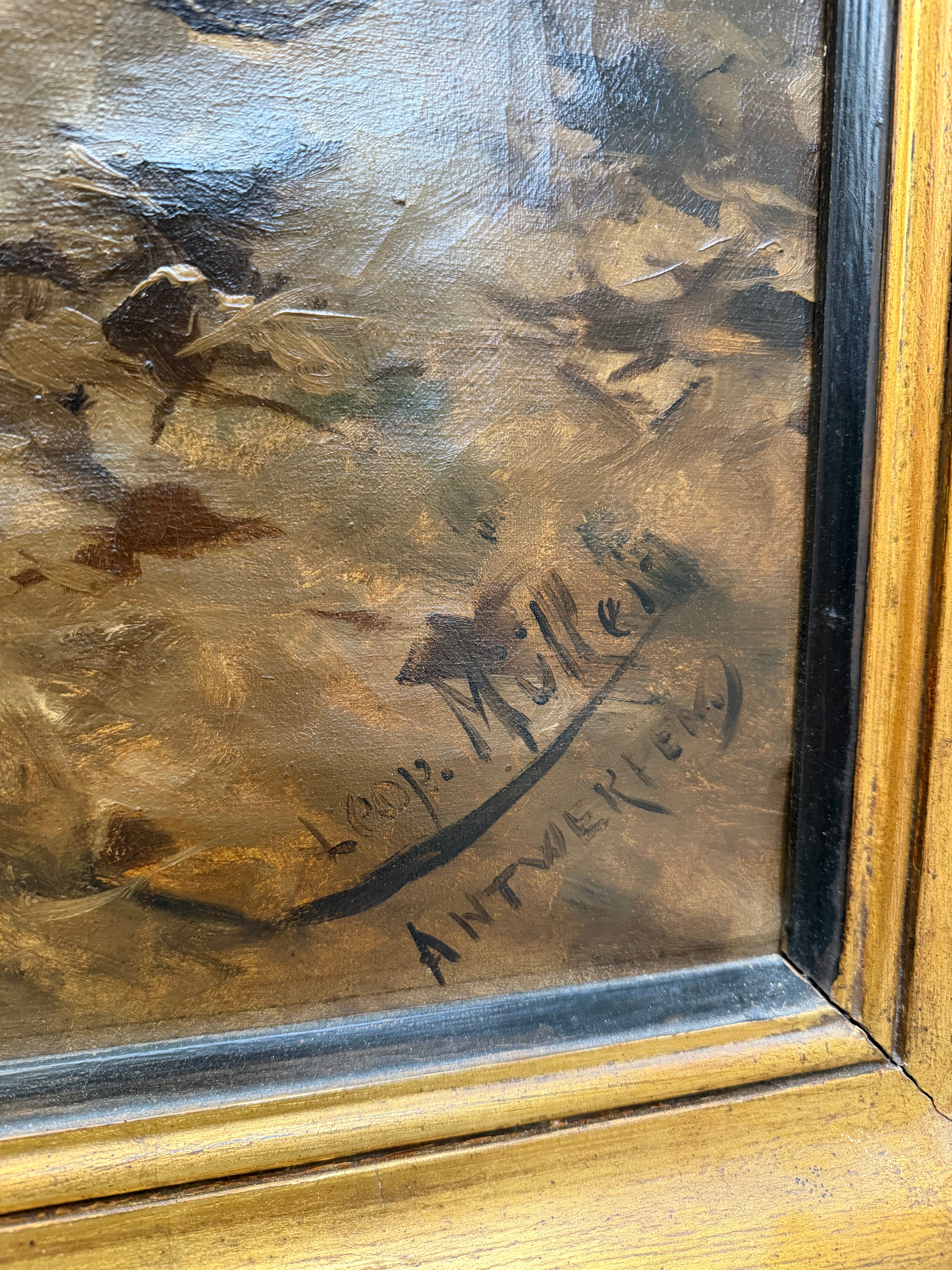 Antiek olieverfschilderij op doek van Leopold Müller