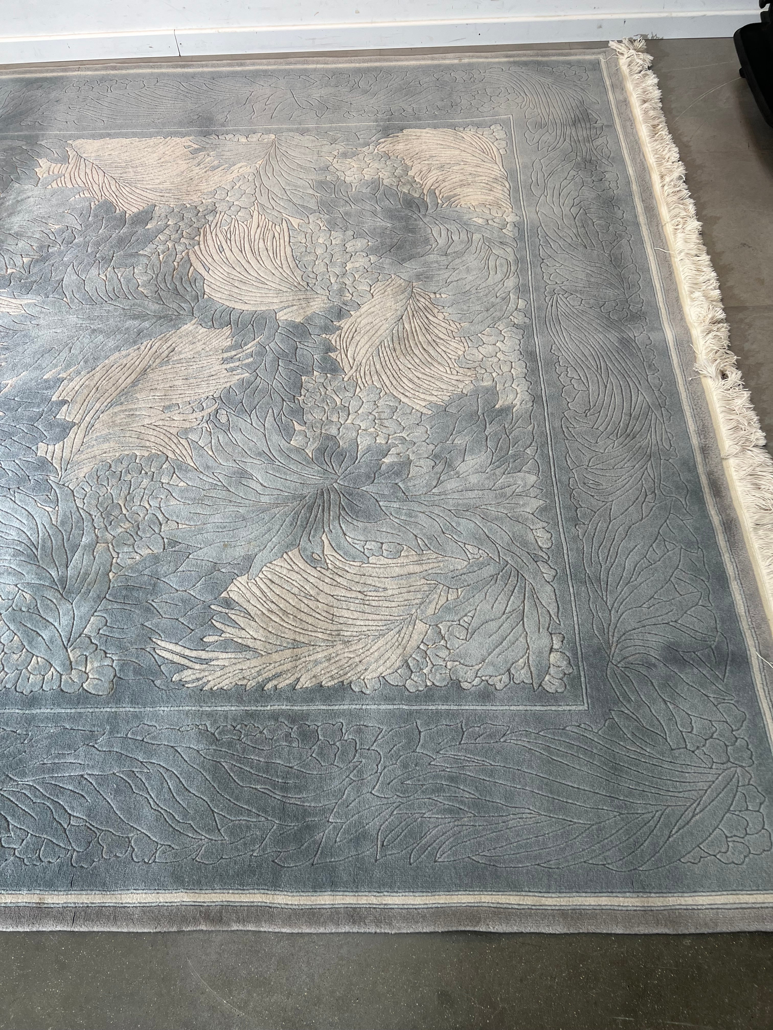 Large Handmade Edition 450 Fine Art Rug in Blue and Ivory
