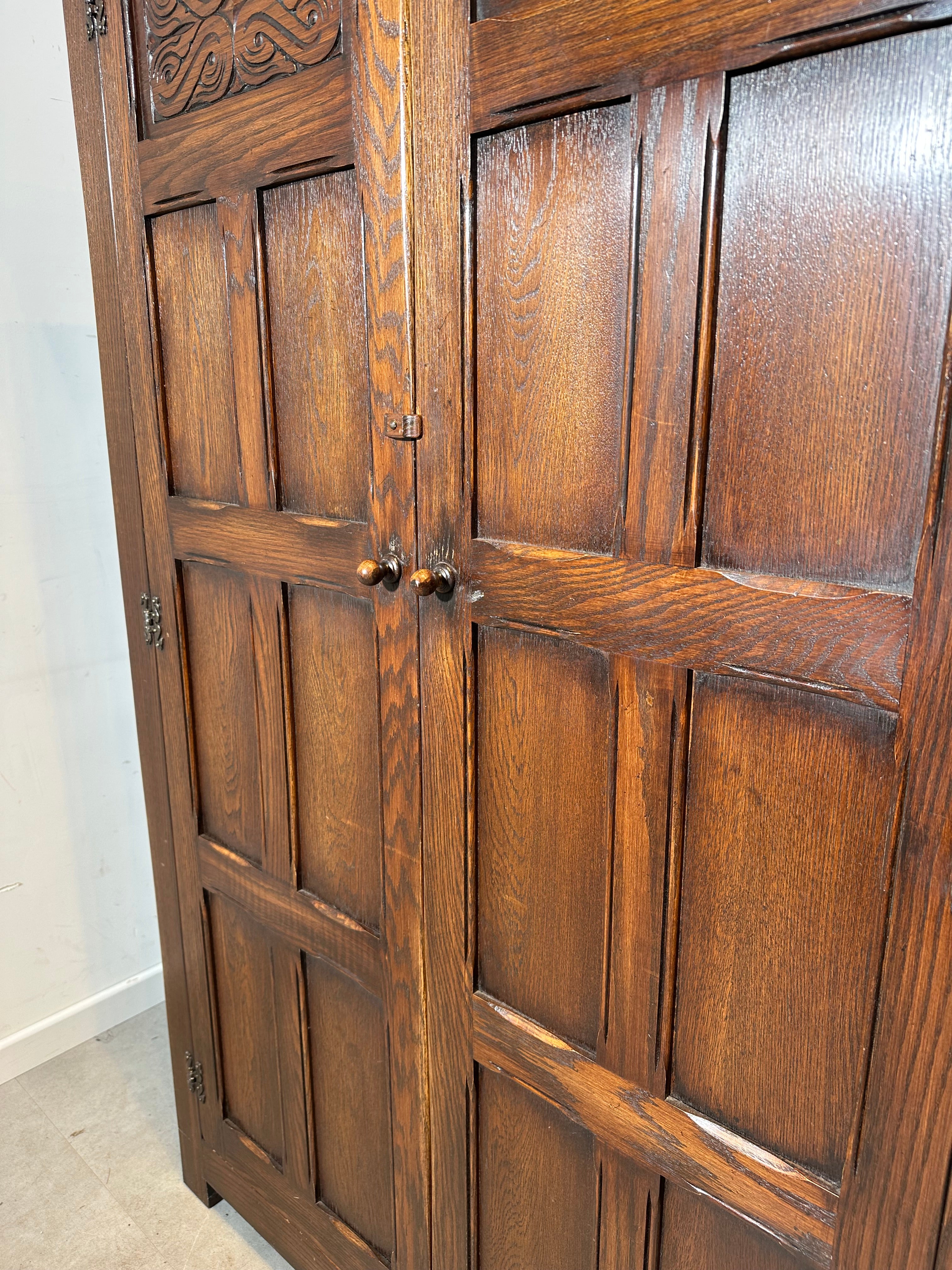 Antique Oak Wardrobe Cabinet