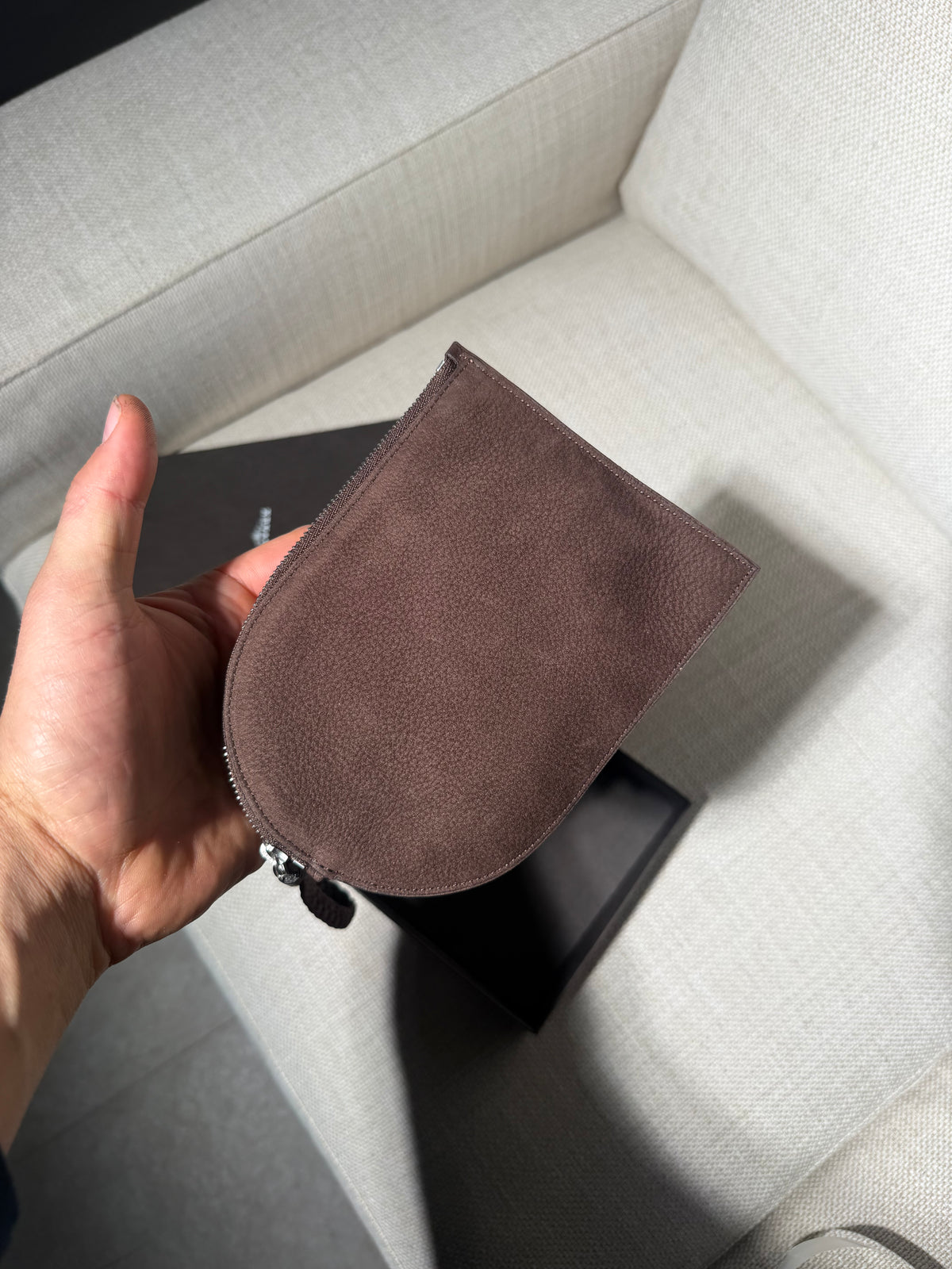 Delvaux Pin D Zip Pouch – Dark Brown Leather – Original Box