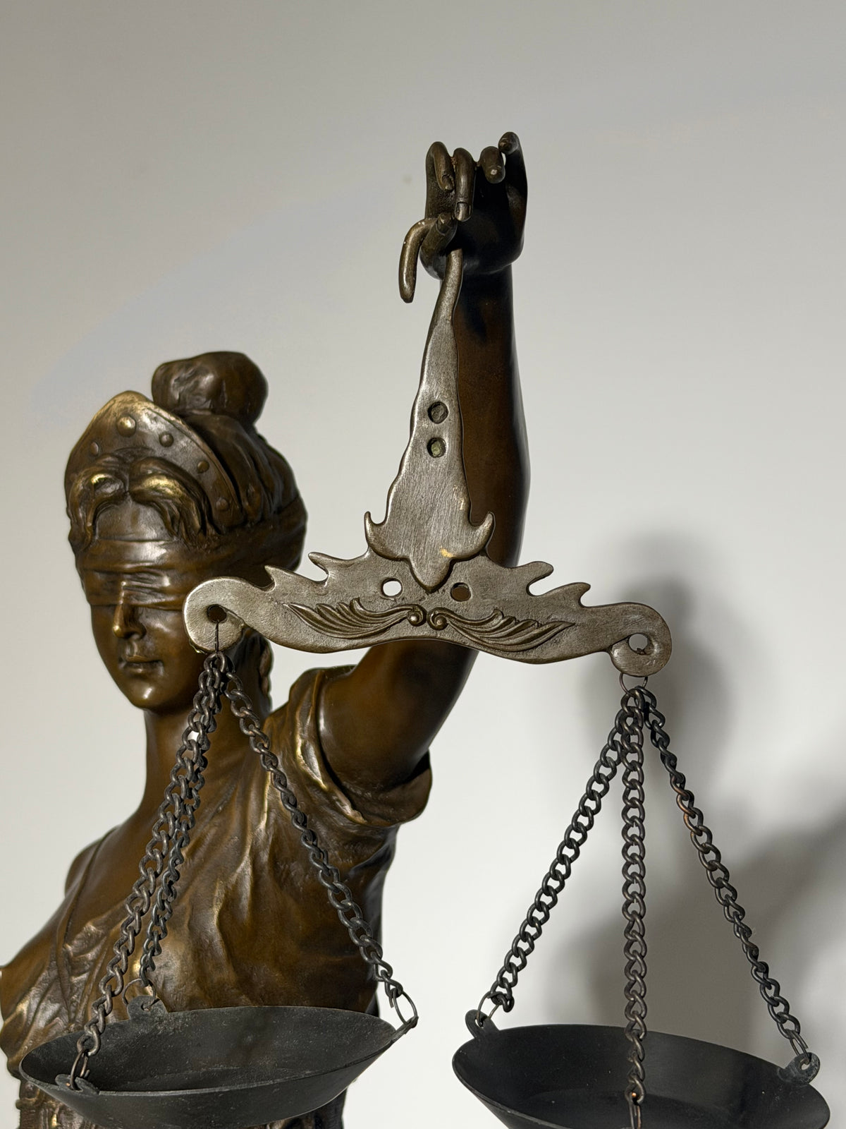 Large Bronze Lady Justice Statue on Marble Base – Signed “Mayer” – 100 cm