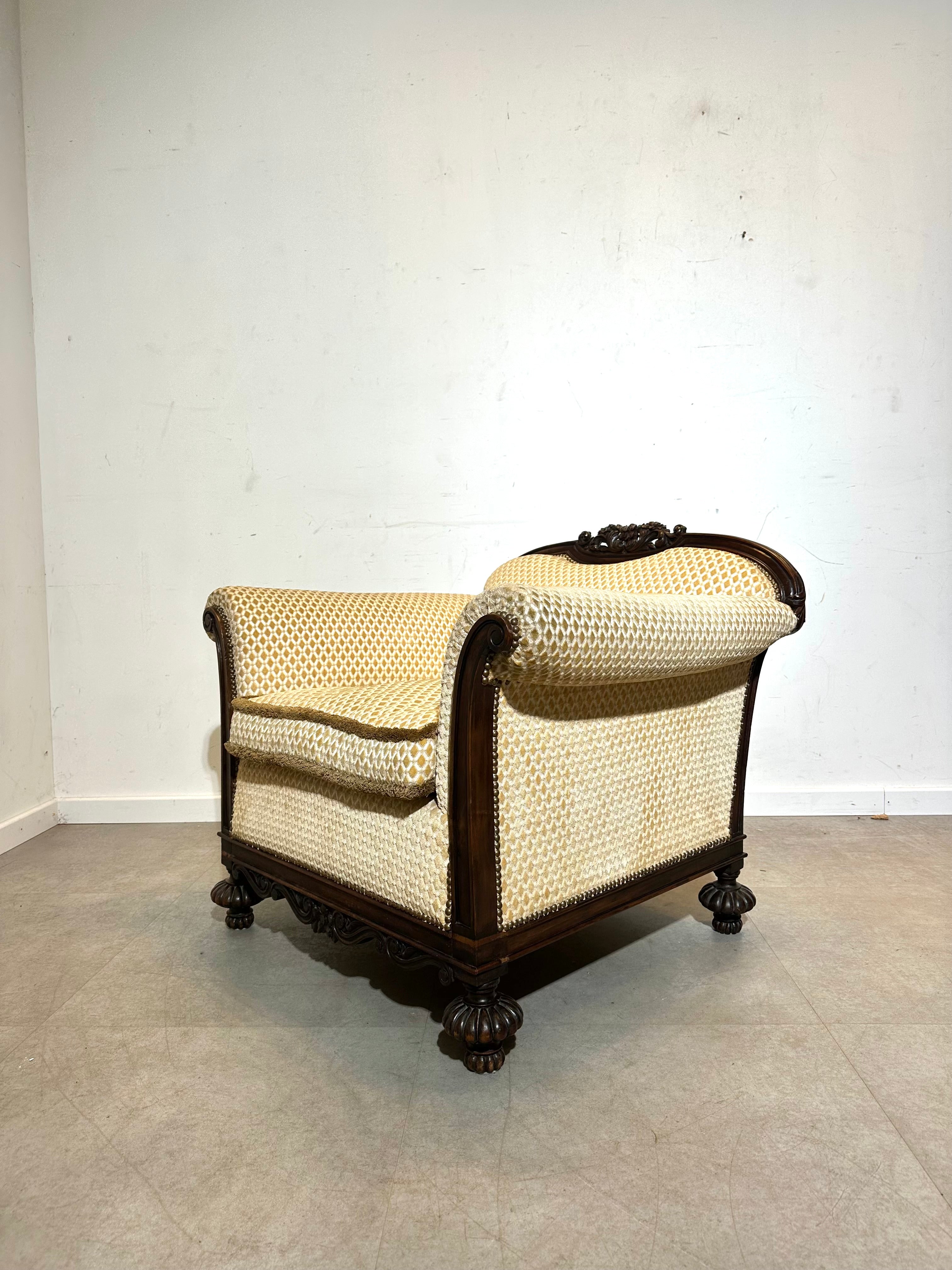 Antique Carved Mahogany Armchair