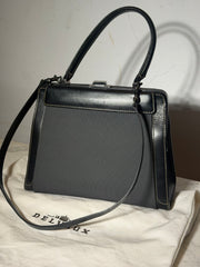 Delvaux Illusion Handbag Black Leather & Interchangeable Canvas Panels