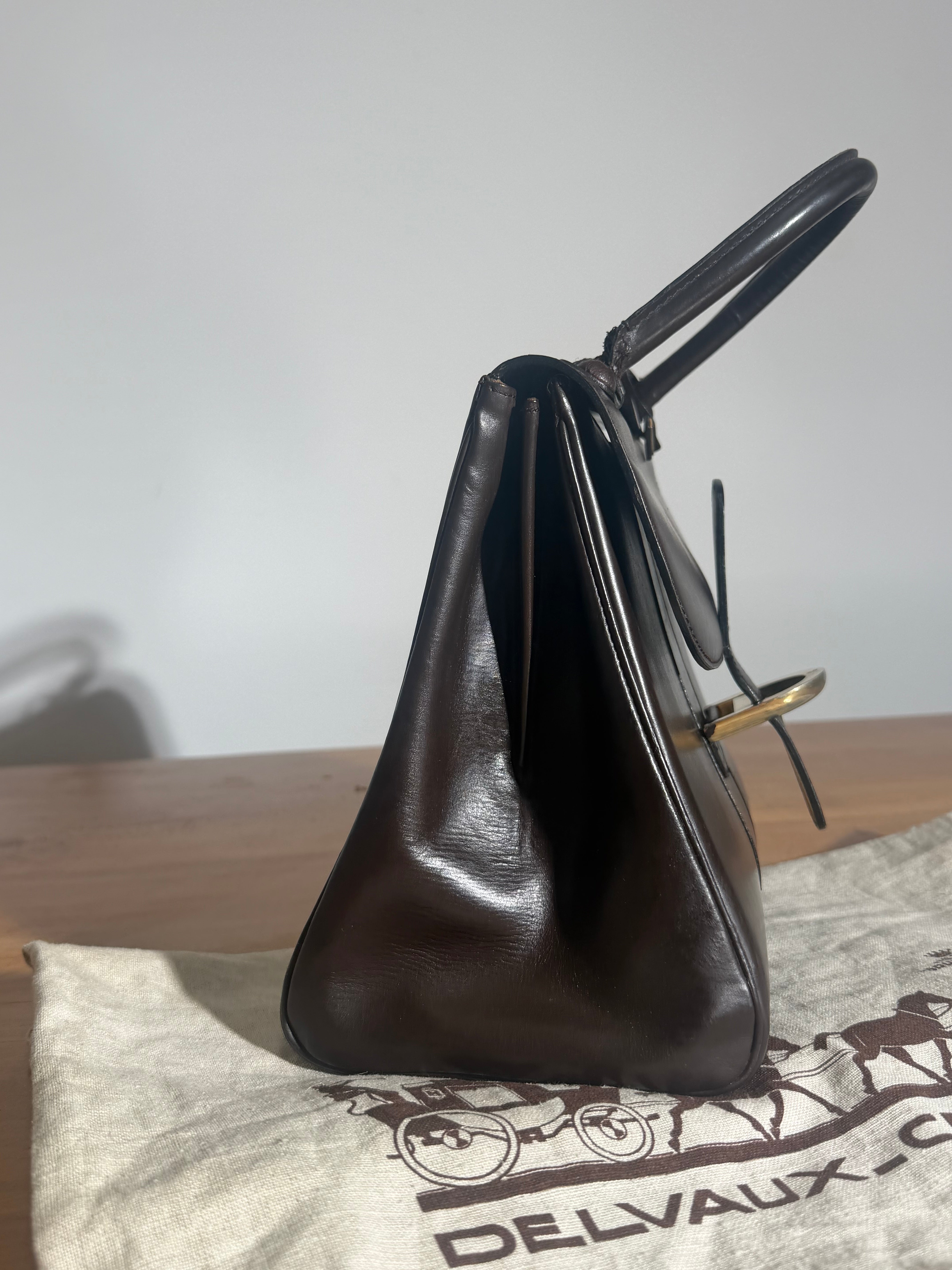 Delvaux Brillant MM Handbag – Chocolate Brown Leather