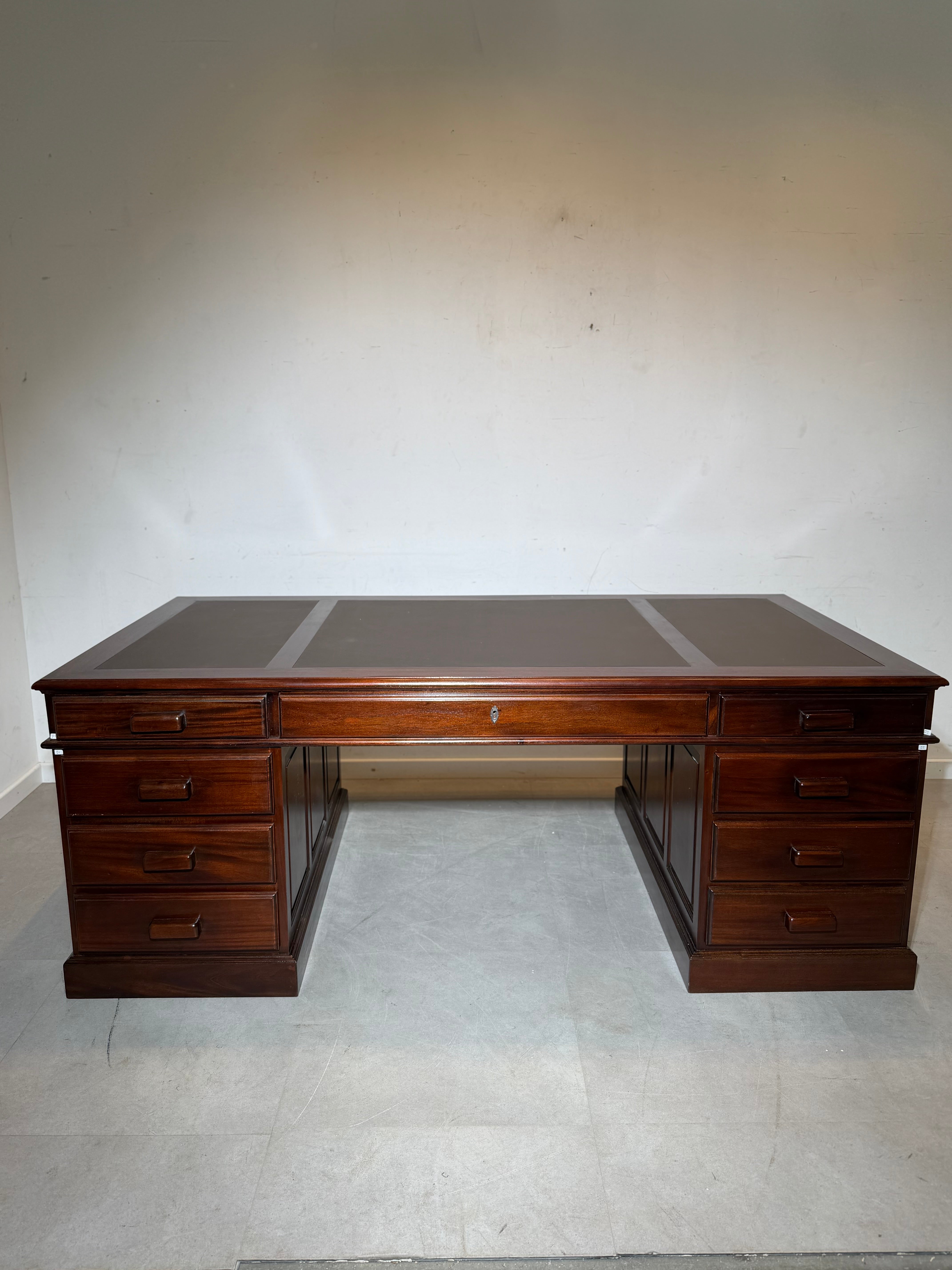 Antique Double-Sided Mahogany Executive Desk – 200 cm