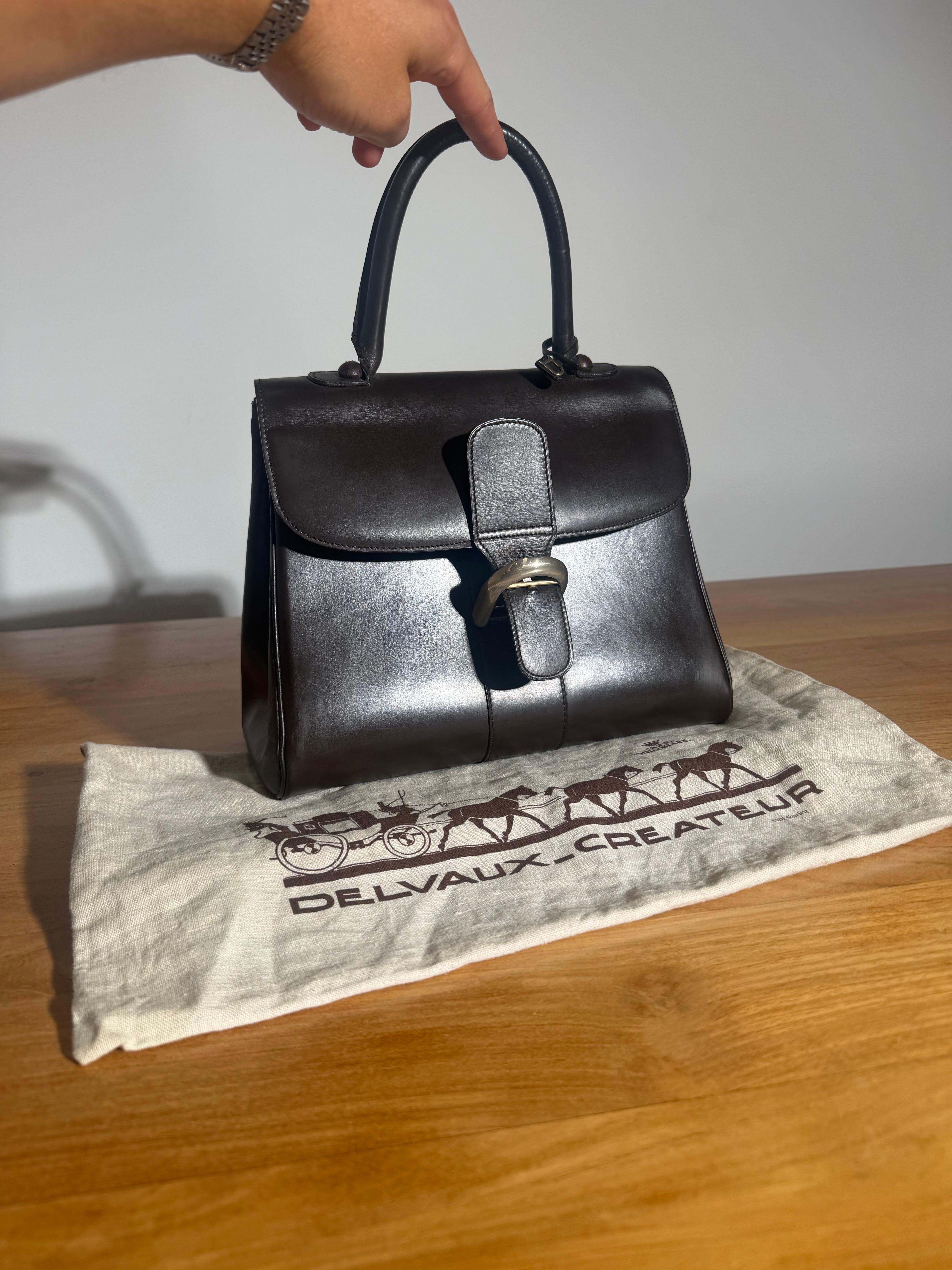 Delvaux Brillant MM Handbag – Chocolate Brown Leather