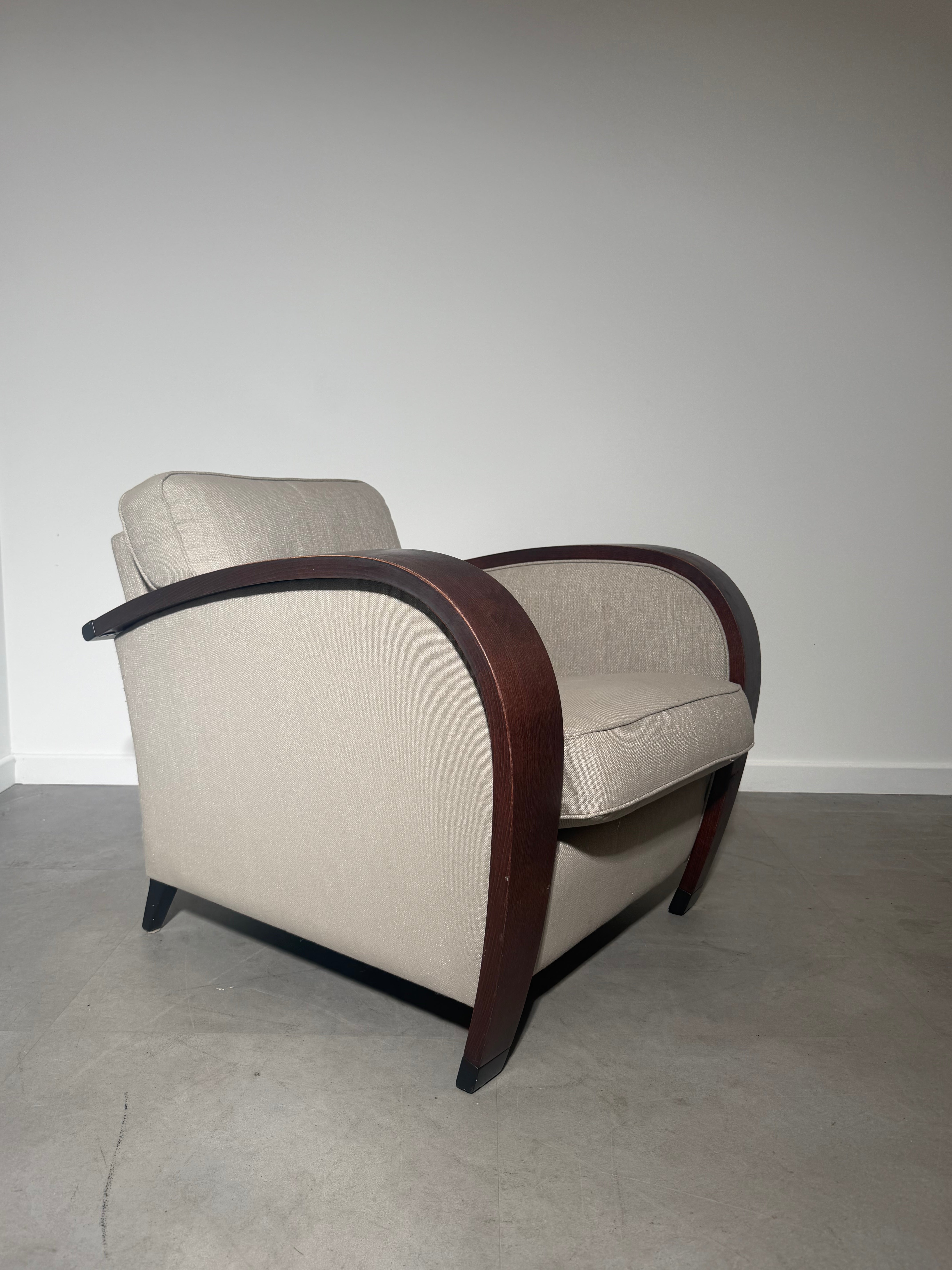 Bench Art Deco Lounge Chair – Sculptural Curved Wood Armchair