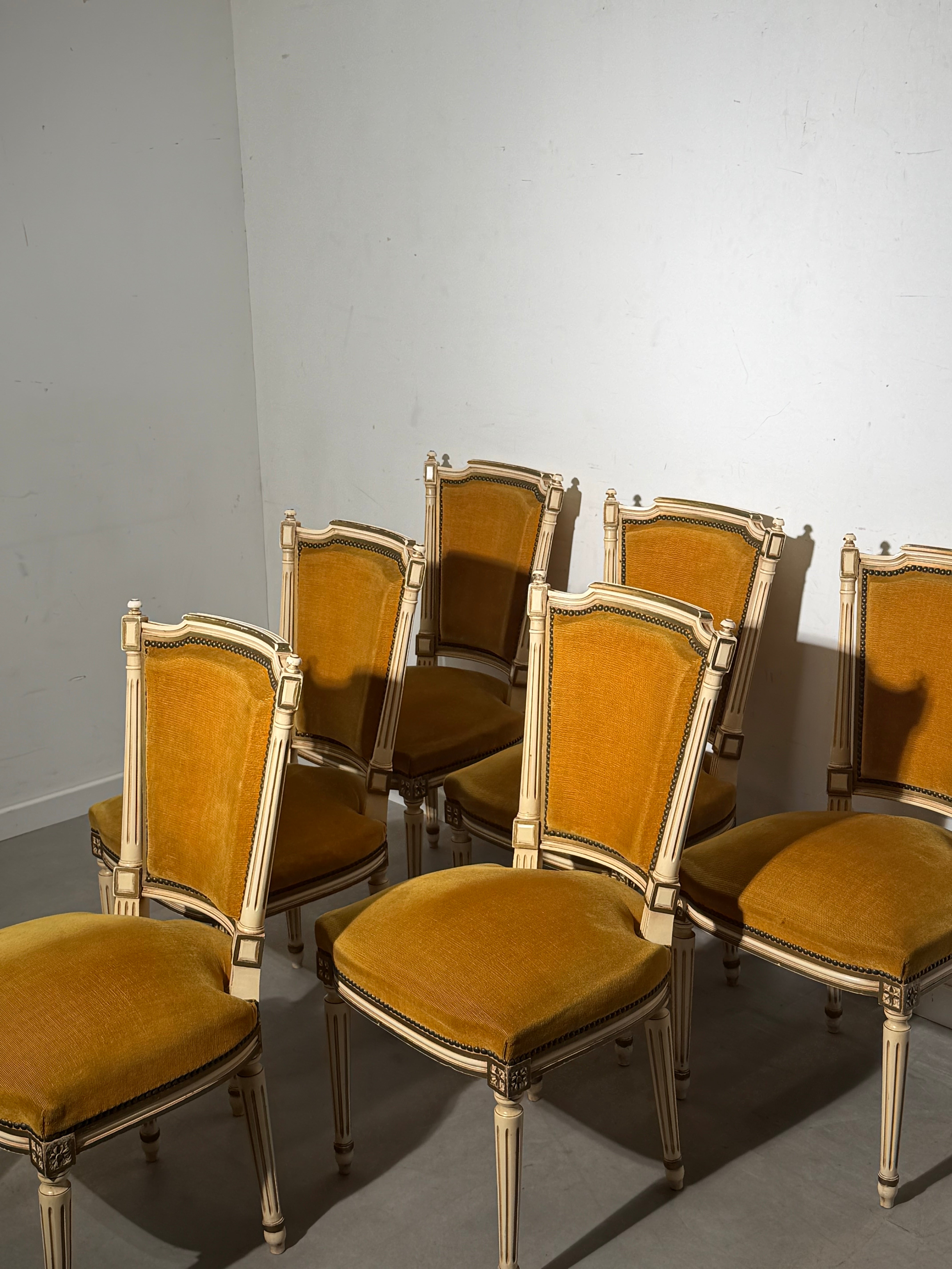 Set of 6 Louis XVI Style Dining Chairs by JP Ehalt – Vintage Upholstered Chairs