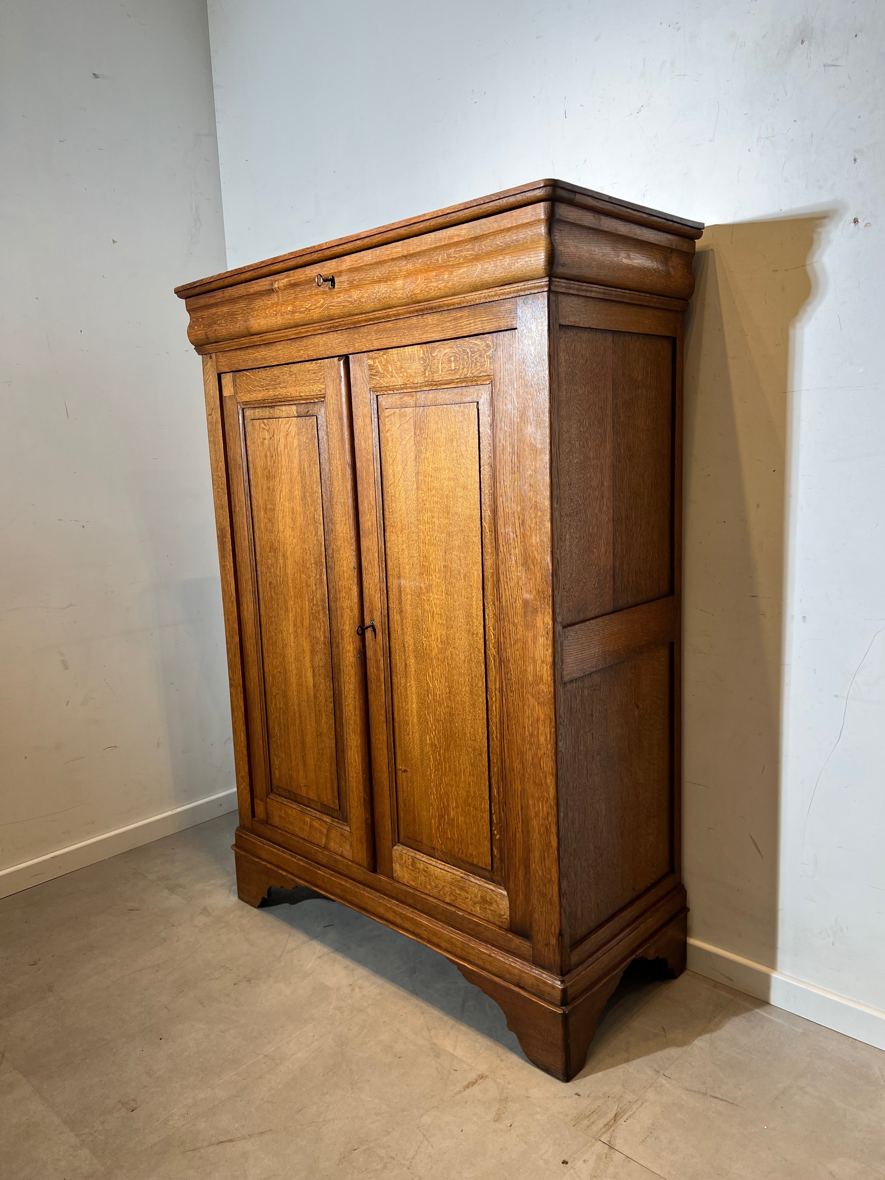 Antique Oak Cabinet with Hidden Drawer