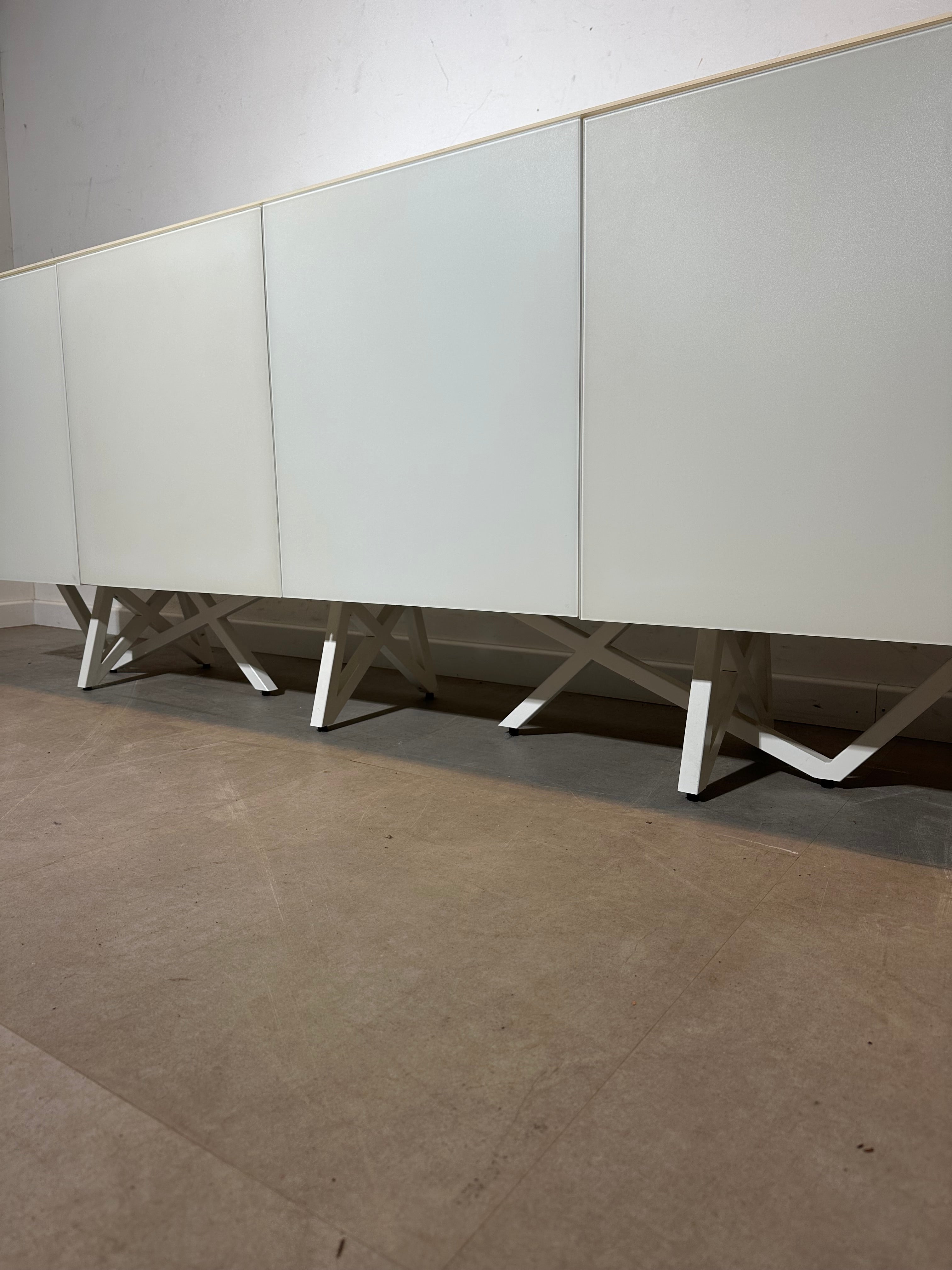 Minimalist White Sideboard Tempered Glass