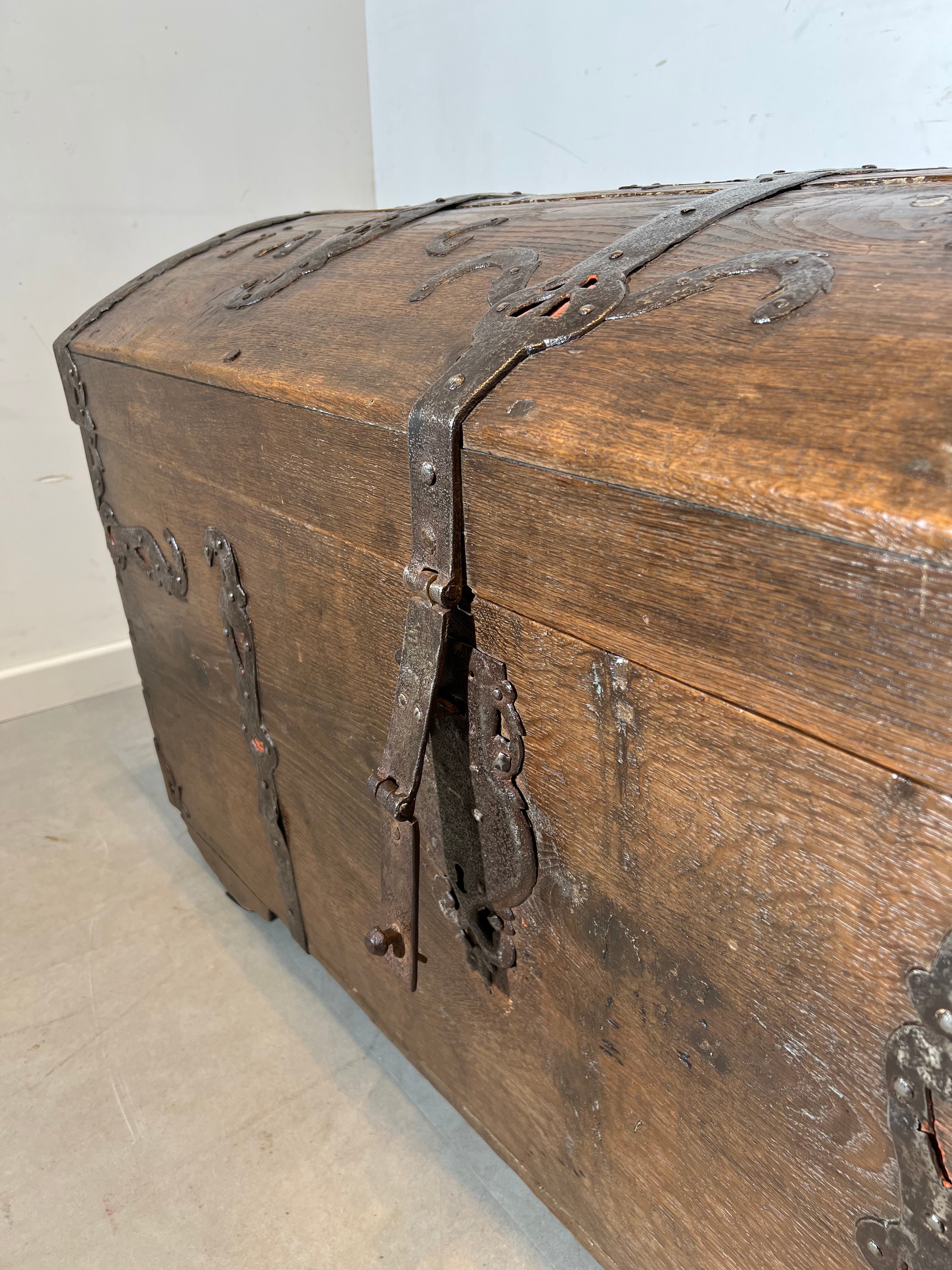 18th Century Antique Oak Dome Trunk