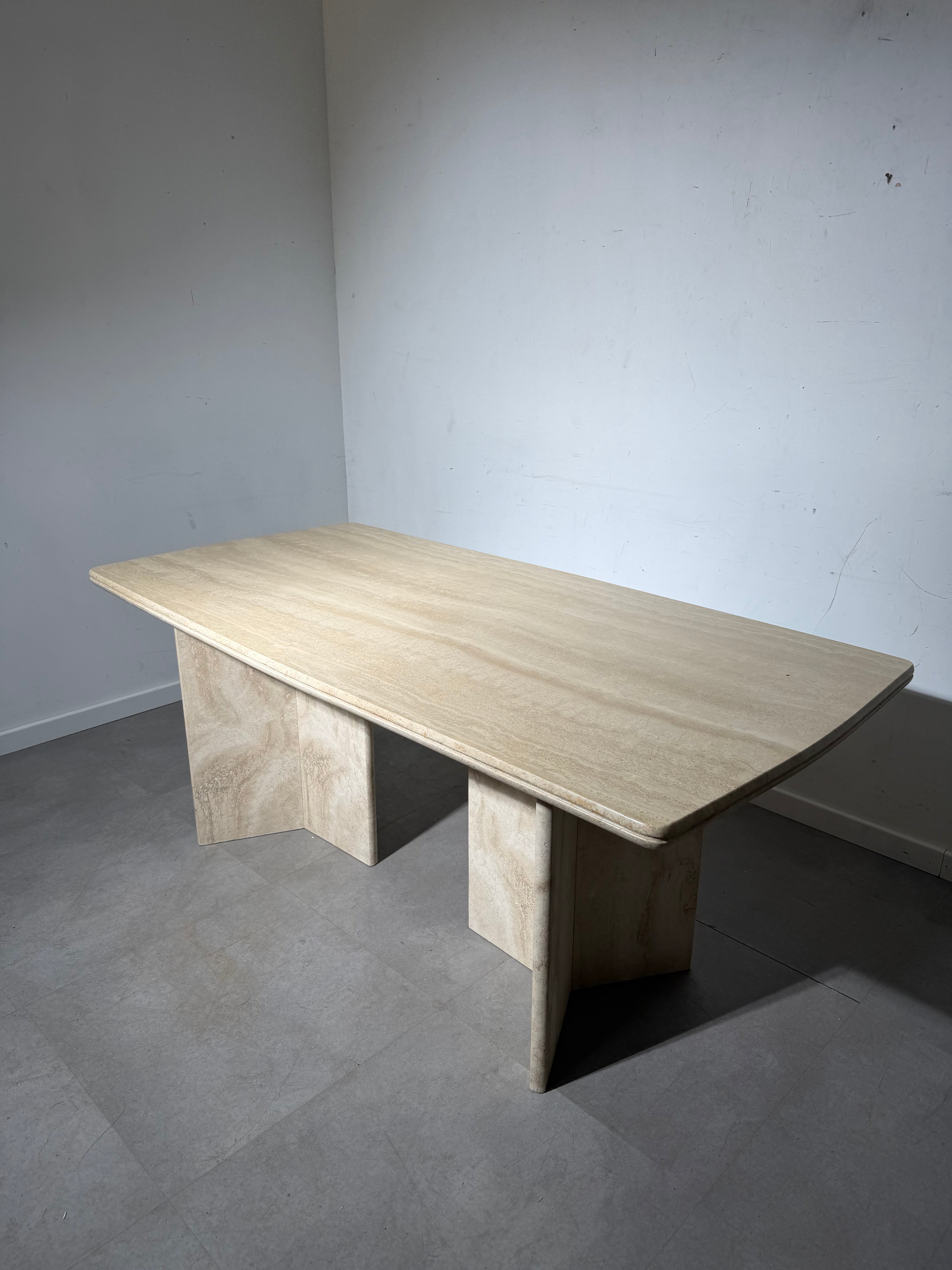Rectangular Travertine Dining Table — 180 x 90 cm