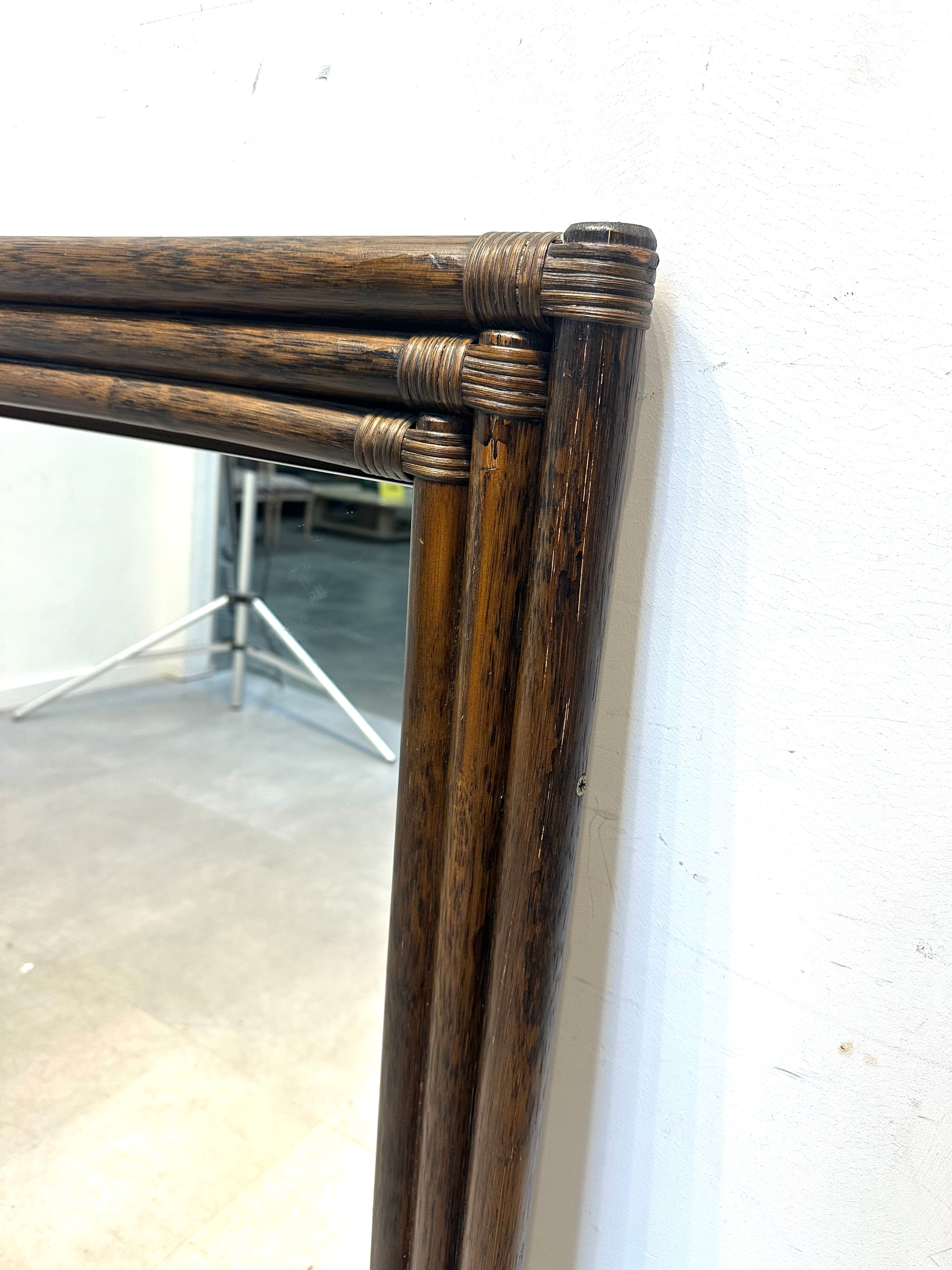 Vintage bamboe spiegel