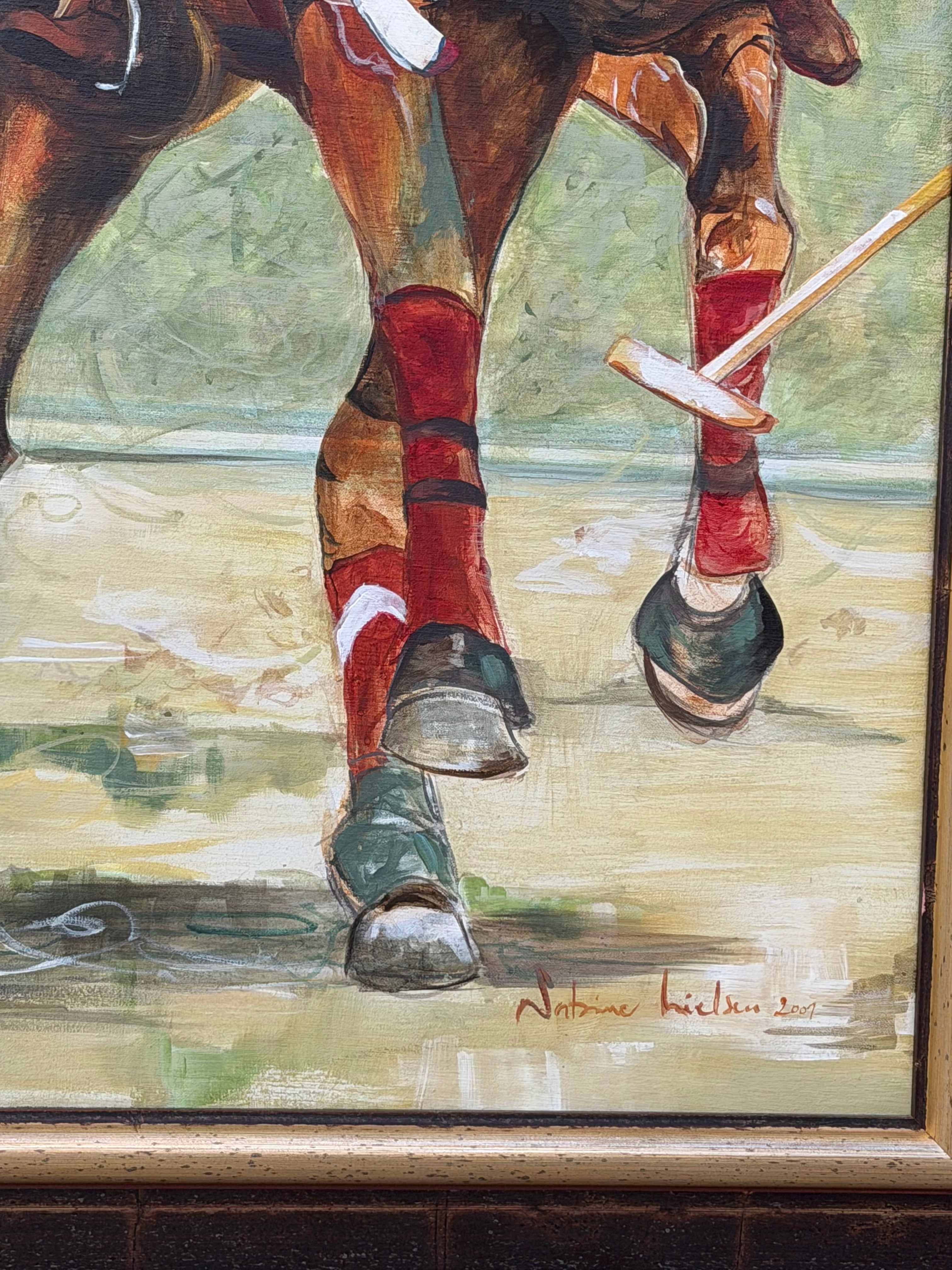 Sabine Nielsen – Monumental Polo Scene – Oil on Canvas – 120 x 100 cm (2001)