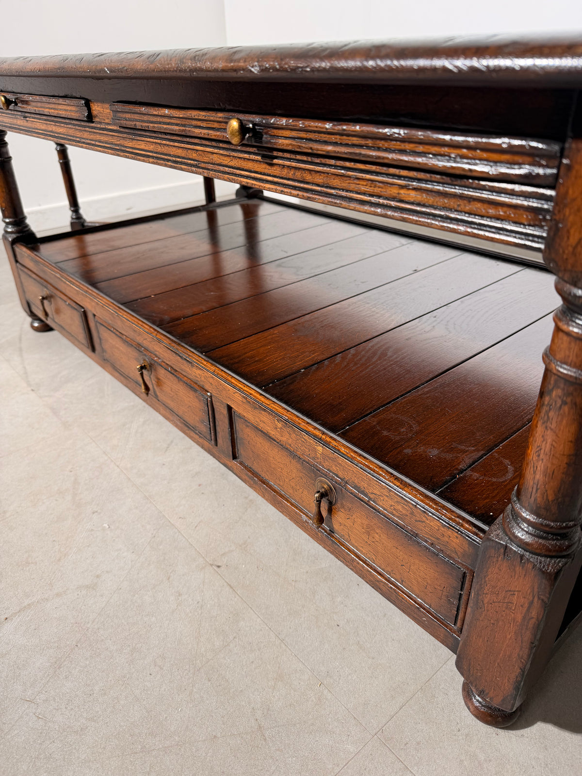 Old New England Double-Sided Extendable Coffee Table with Drawers