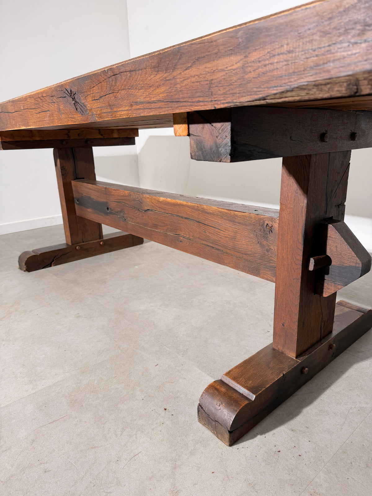 Rustic Solid Wood Trestle Dining Table