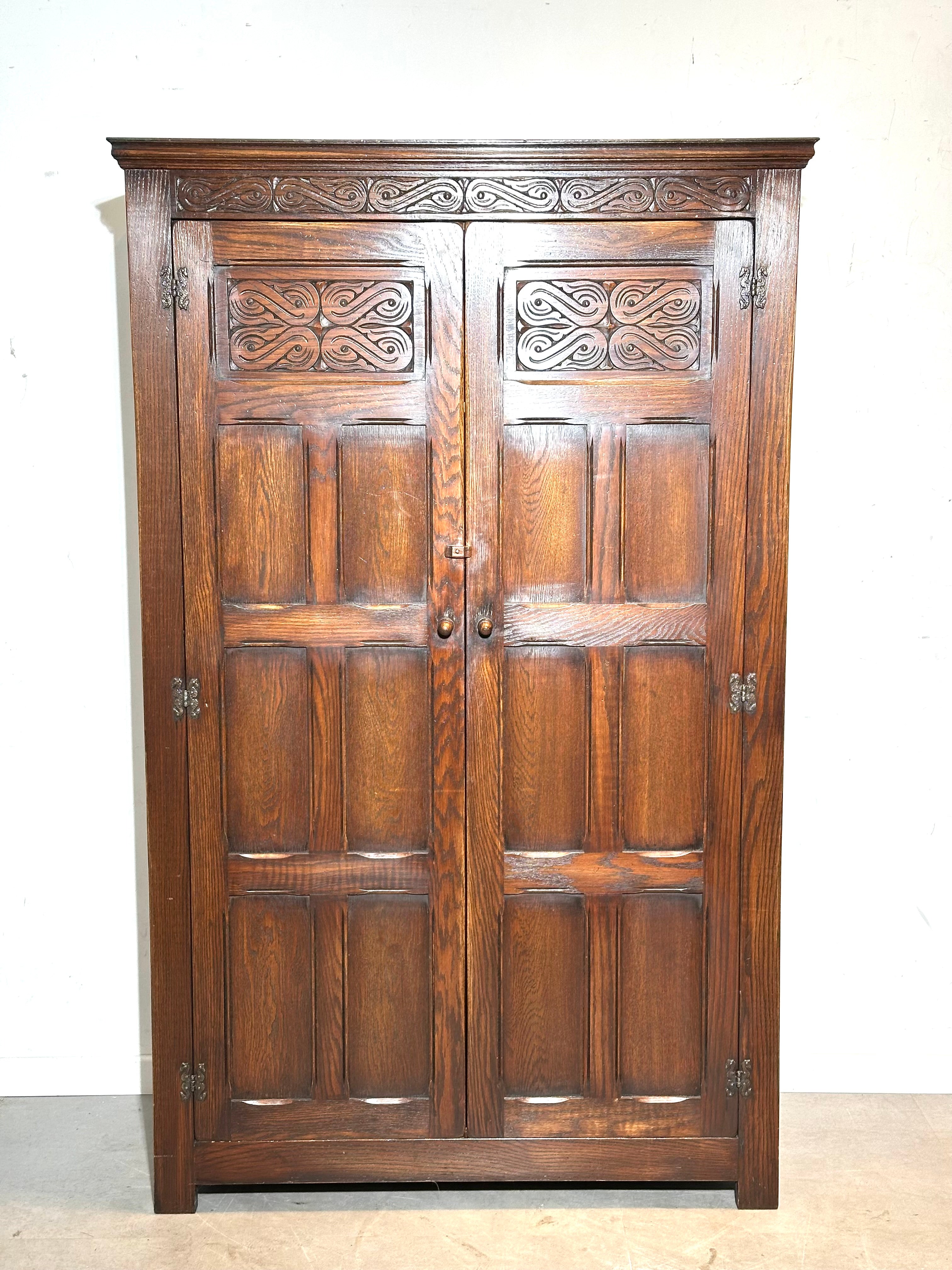 Antique Oak Wardrobe Cabinet