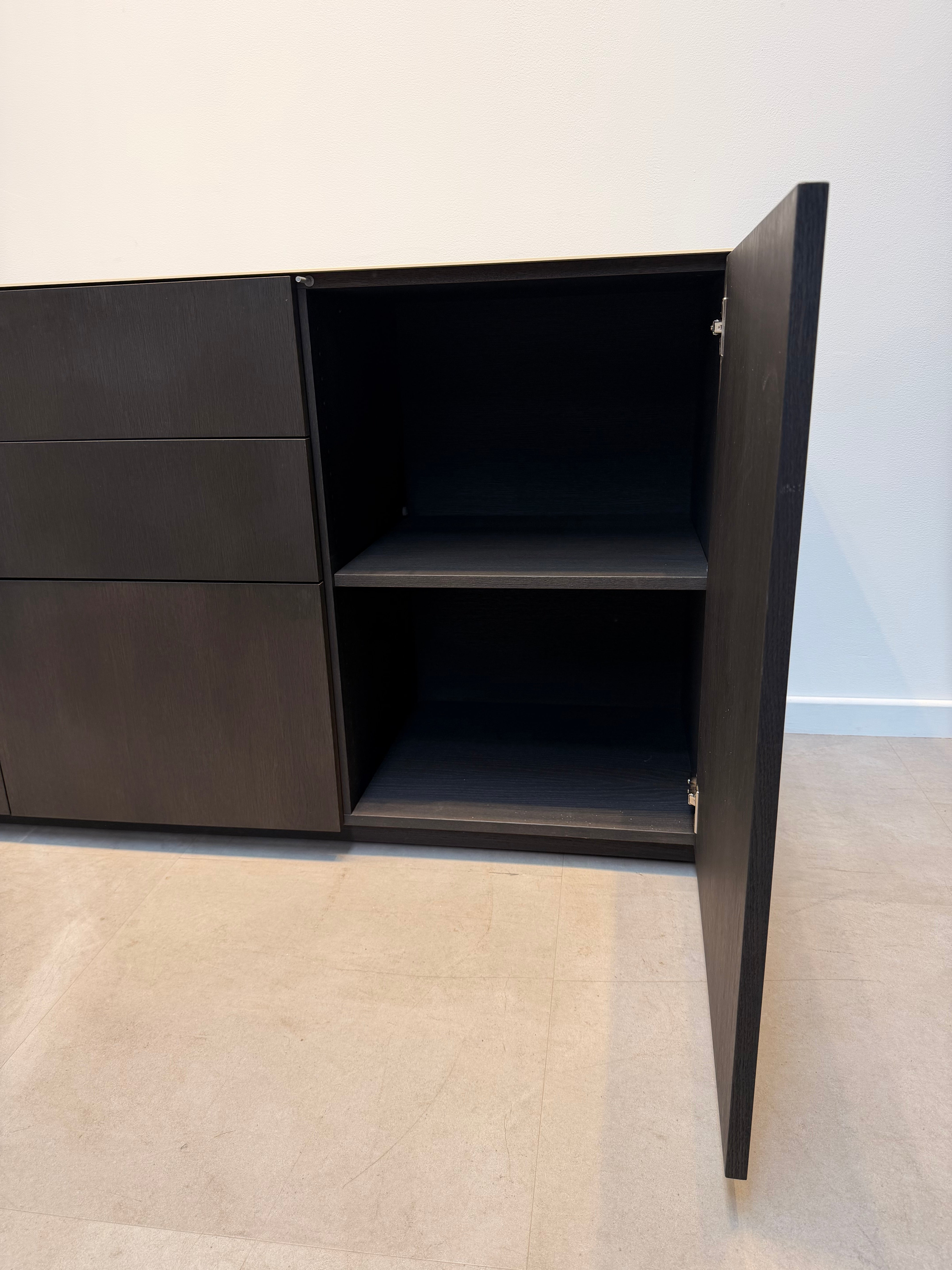 Contemporary Wooden Sideboard with Glass Top