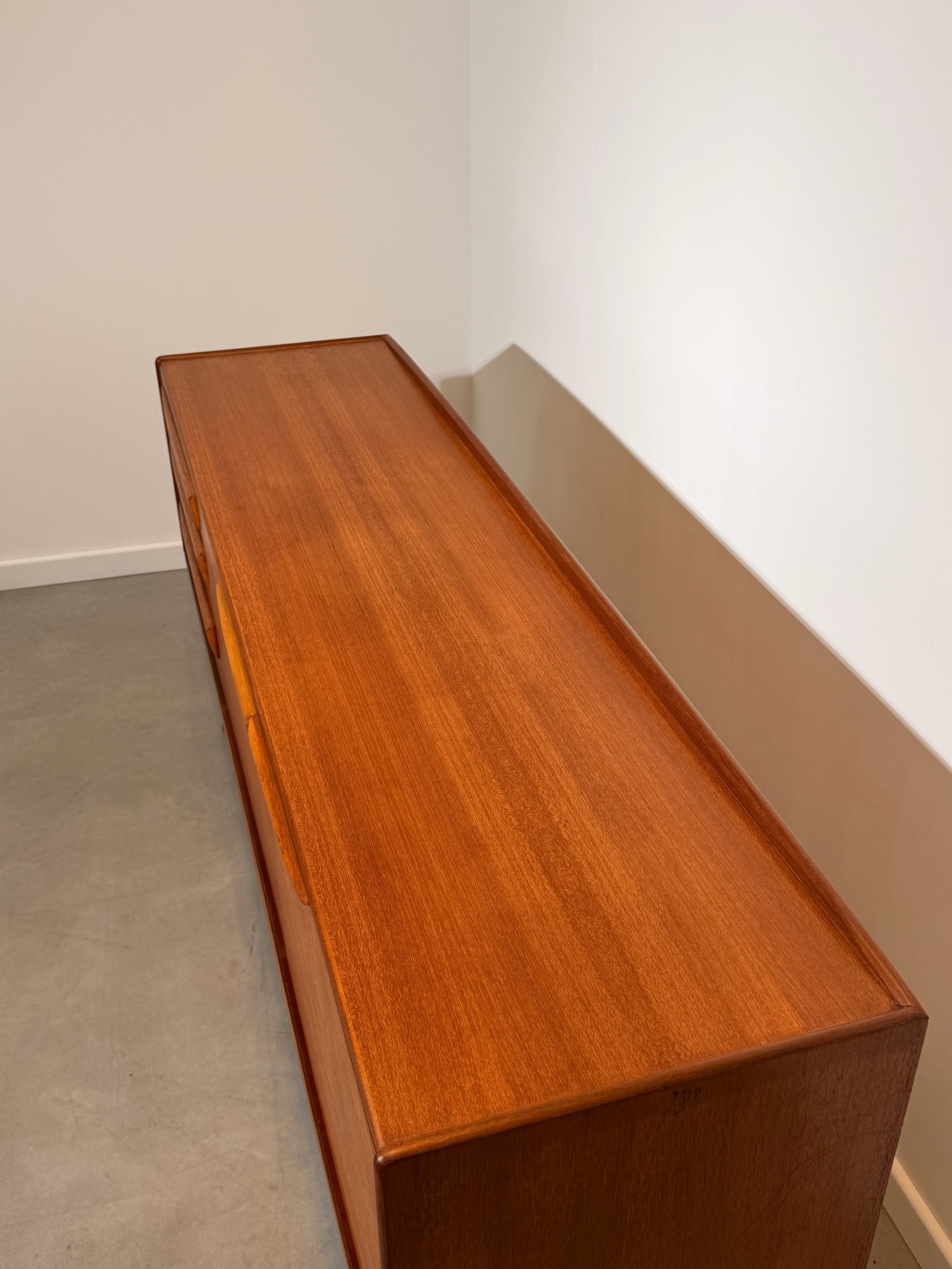 Vintage Beithcraft Teak Sideboard by Val Rossi with Sculptural Base