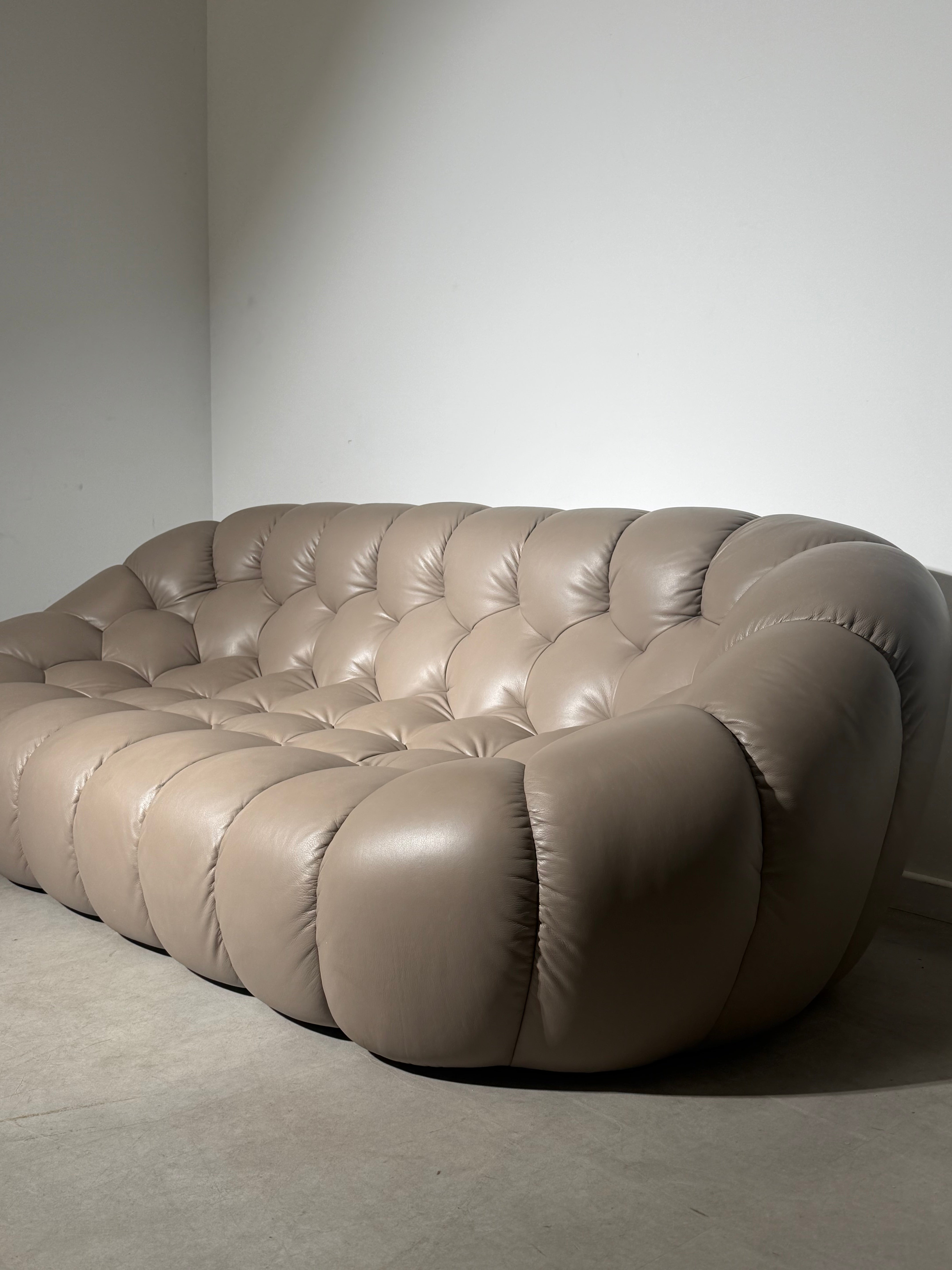 Roche Bobois Bubble Sofa – Limited Edition Taupe Leather by Sacha Lakic