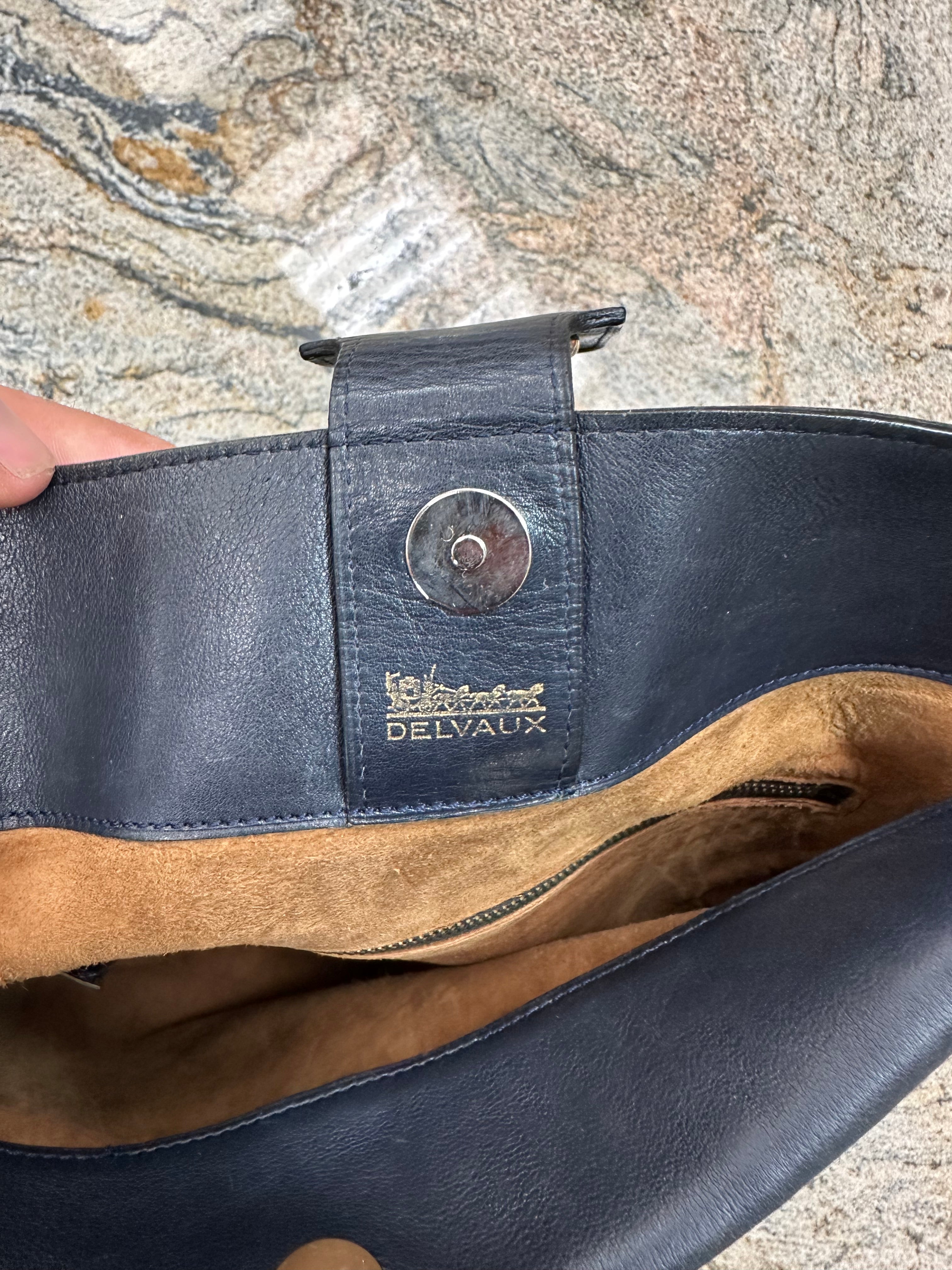 Sac bandoulière vintage Delvaux bleu marine