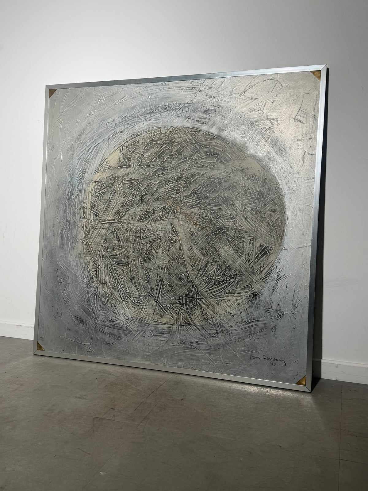 Large Abstract Oil on Panel, Signed Persoons – 122 × 122 cm